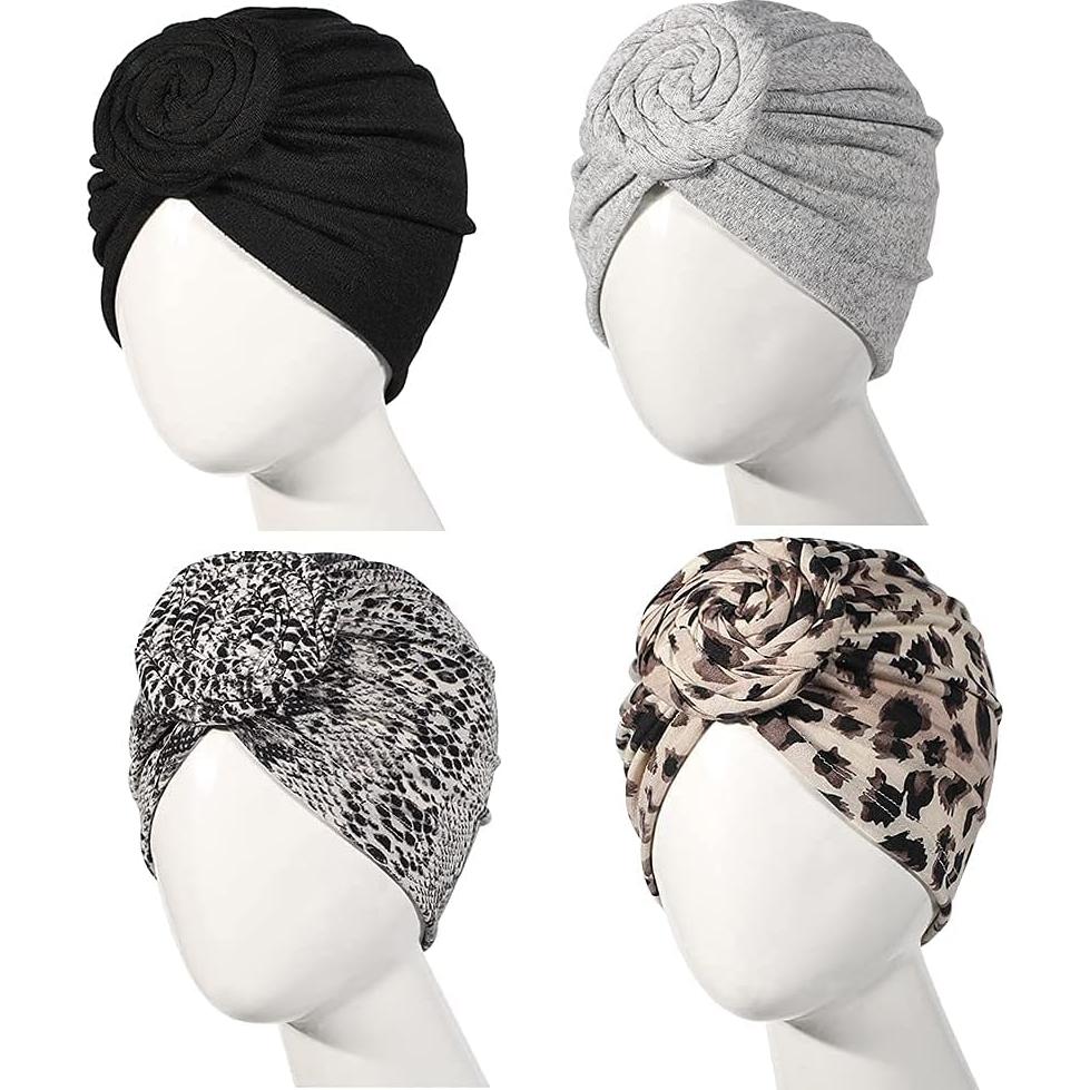 Gorros Turbantes Elásticos Artilady - Paquete de 4 Colores