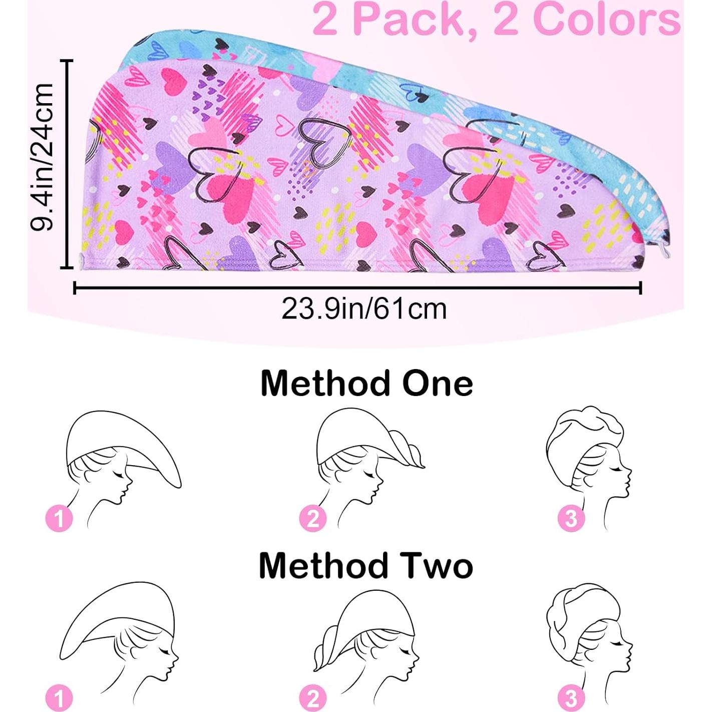 Toalla de Microfibra para Cabello Basumee 2 Piezas Secado Rápido