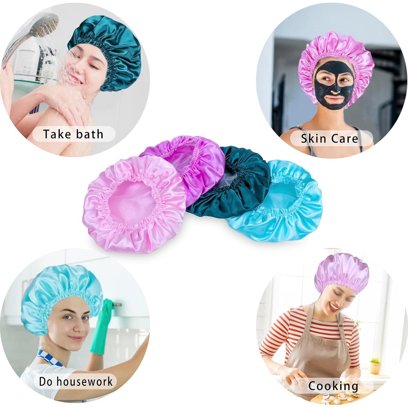 Gorros de Ducha Reutilizables CHFONG 4 PCS Impermeables