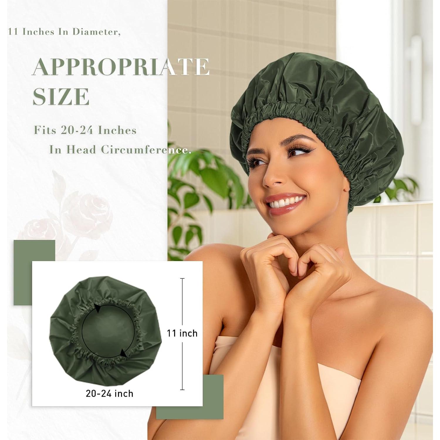 Gorro de Ducha Reutilizable Edoneery Verde Impermeable 28cm