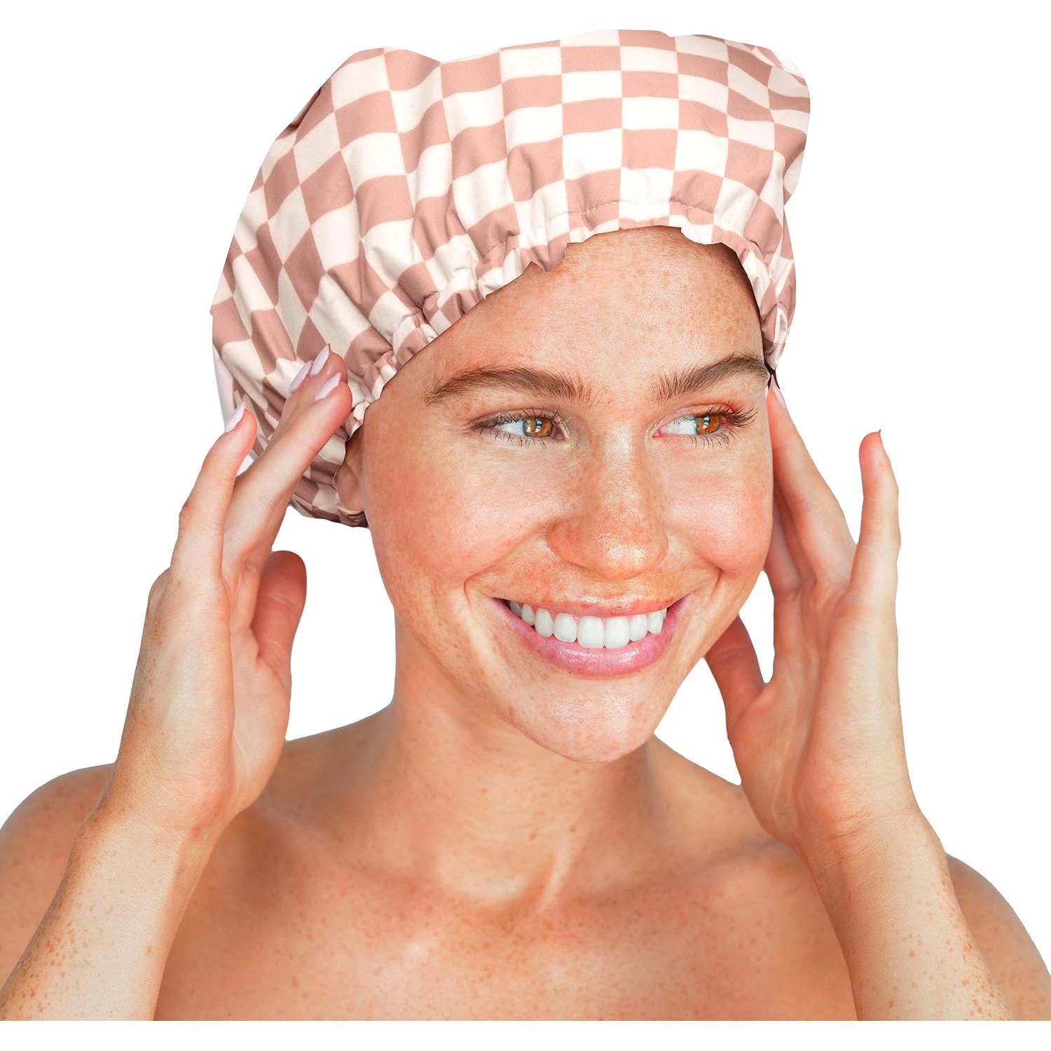 Gorro de Ducha Reutilizable Kitsch Cuadrícula Terracota