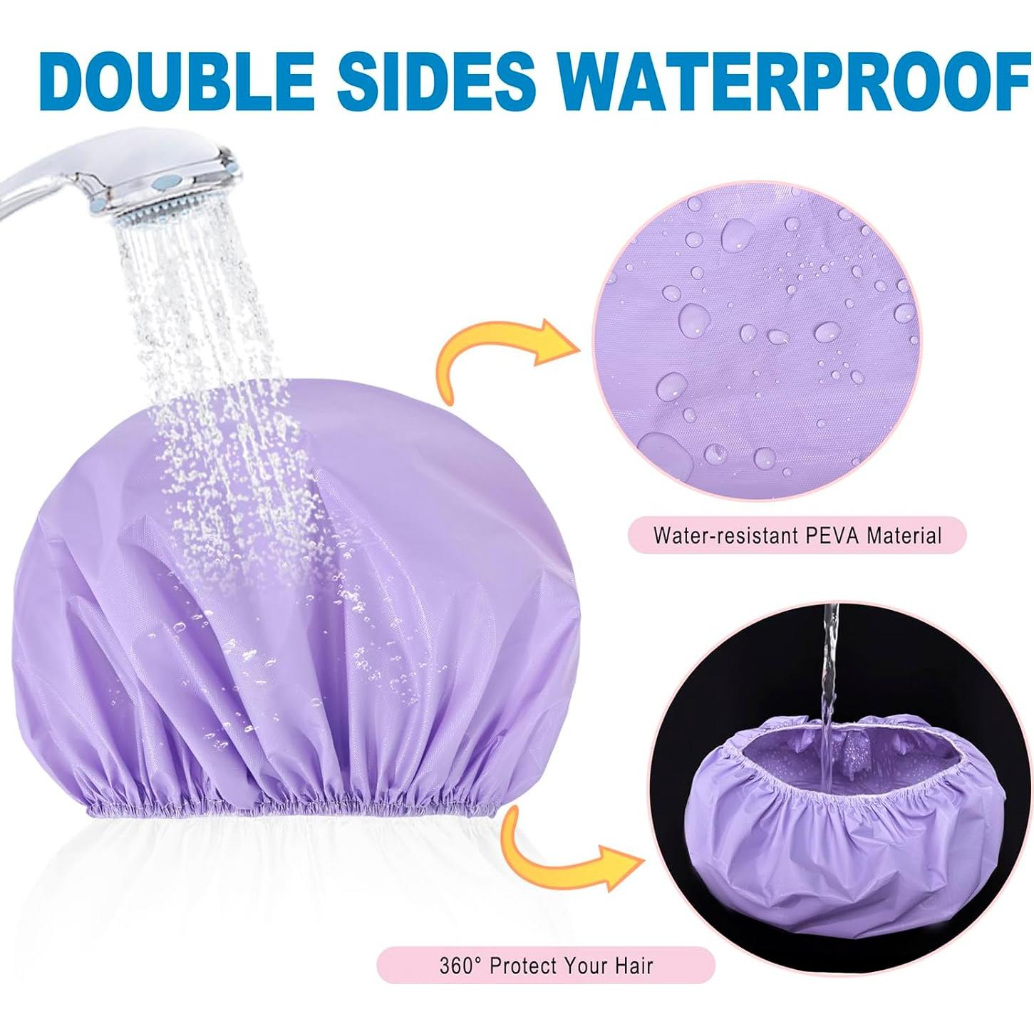 6 Gorras de Ducha Impermeables Doble Cara CHFONG Color Caramelo