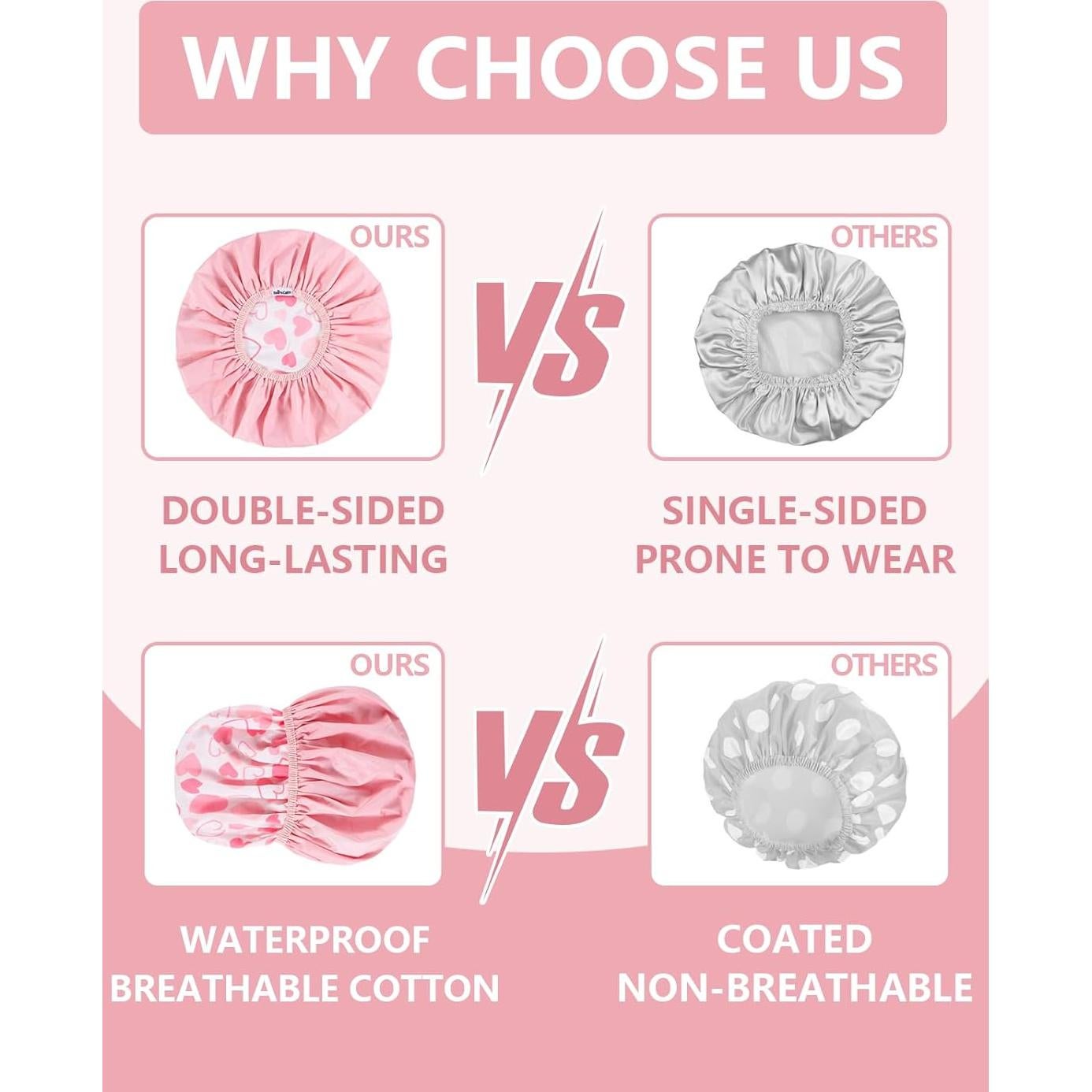 Gorra de Ducha Reutilizable Años Calm Rosa Talla Única Impermeable