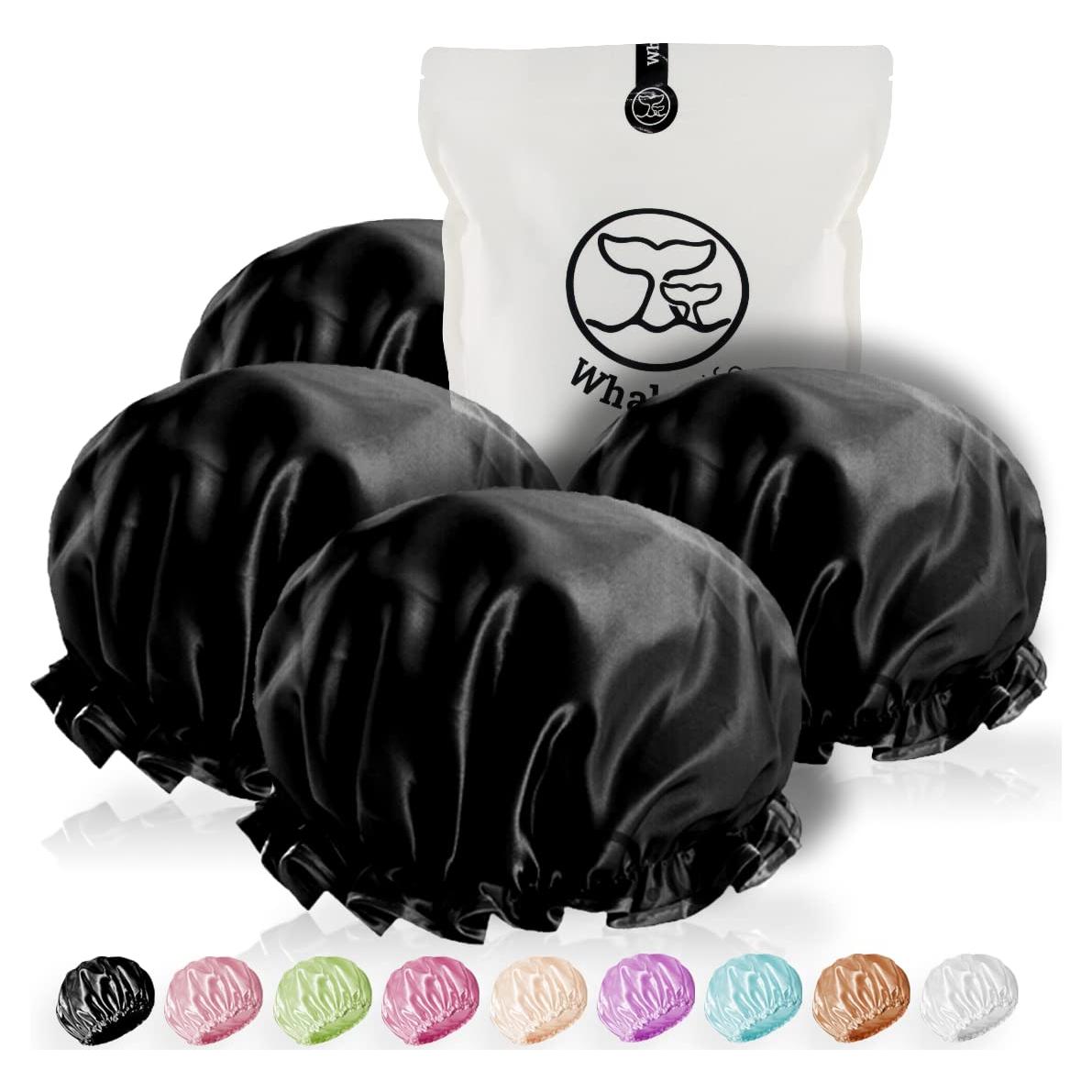 Gorro de Ducha Reutilizable Extra Grande WhaleLife Negro 4 Pzas