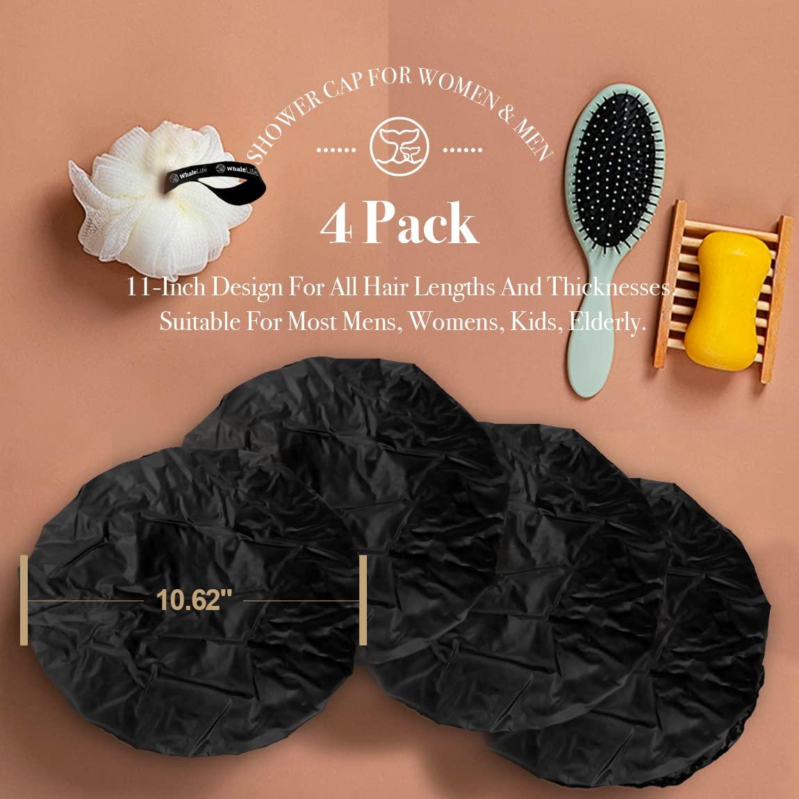 Gorro de Ducha Reutilizable Extra Grande WhaleLife Negro 4 Pzas