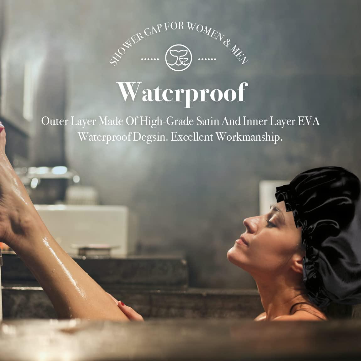 Gorro de Ducha Reutilizable Extra Grande WhaleLife Negro 4 Pzas