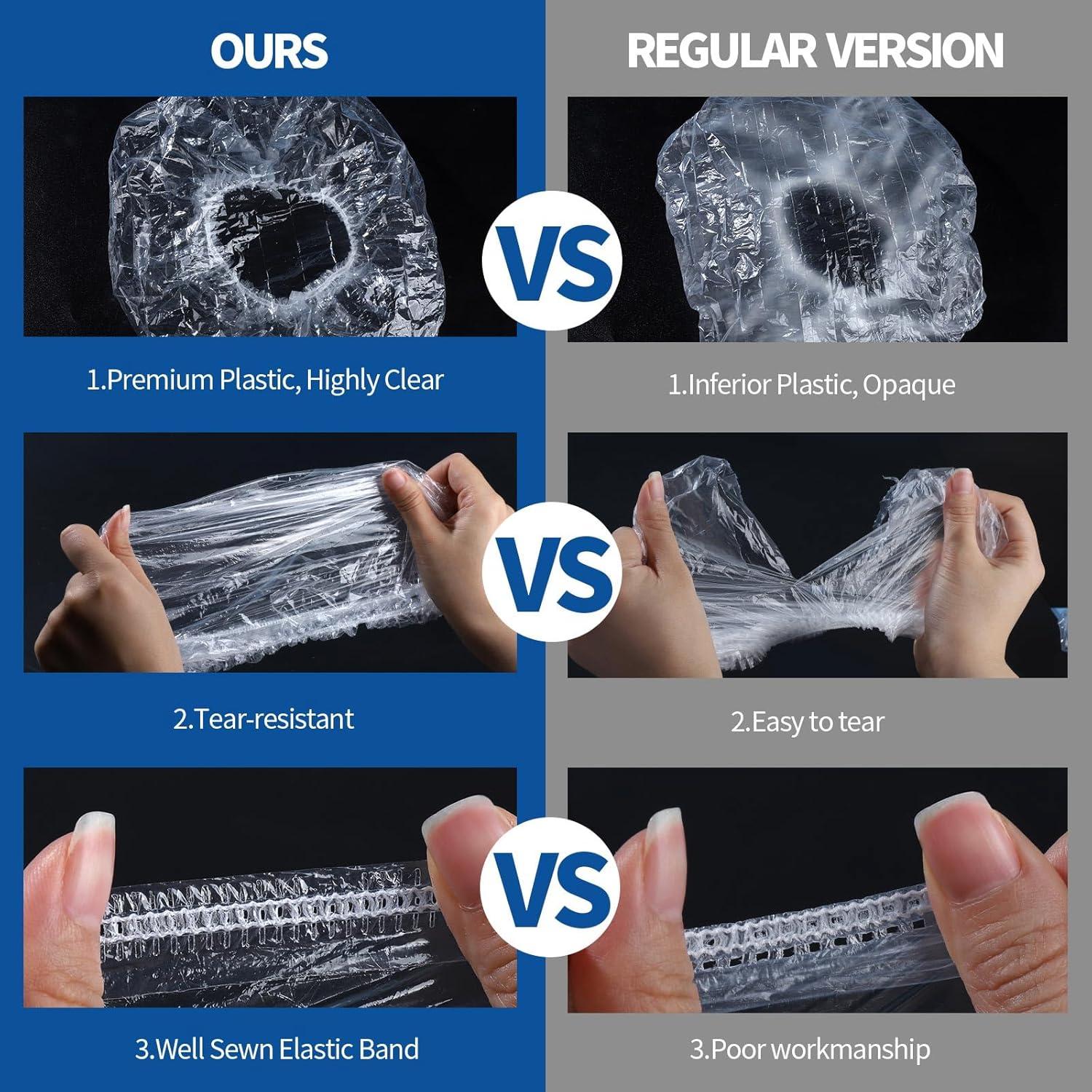 Gorras de Ducha Desechables LEOBRO 100PCS 43.9cm Transparentes