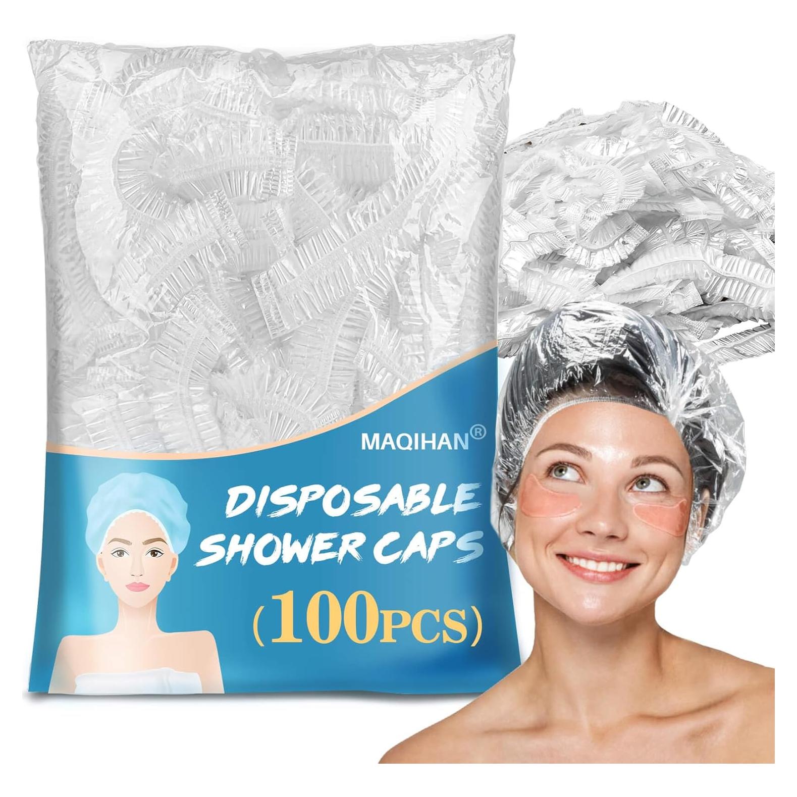 100 Gorras de Ducha Desechables MAQIHAN Impermeables Grandes