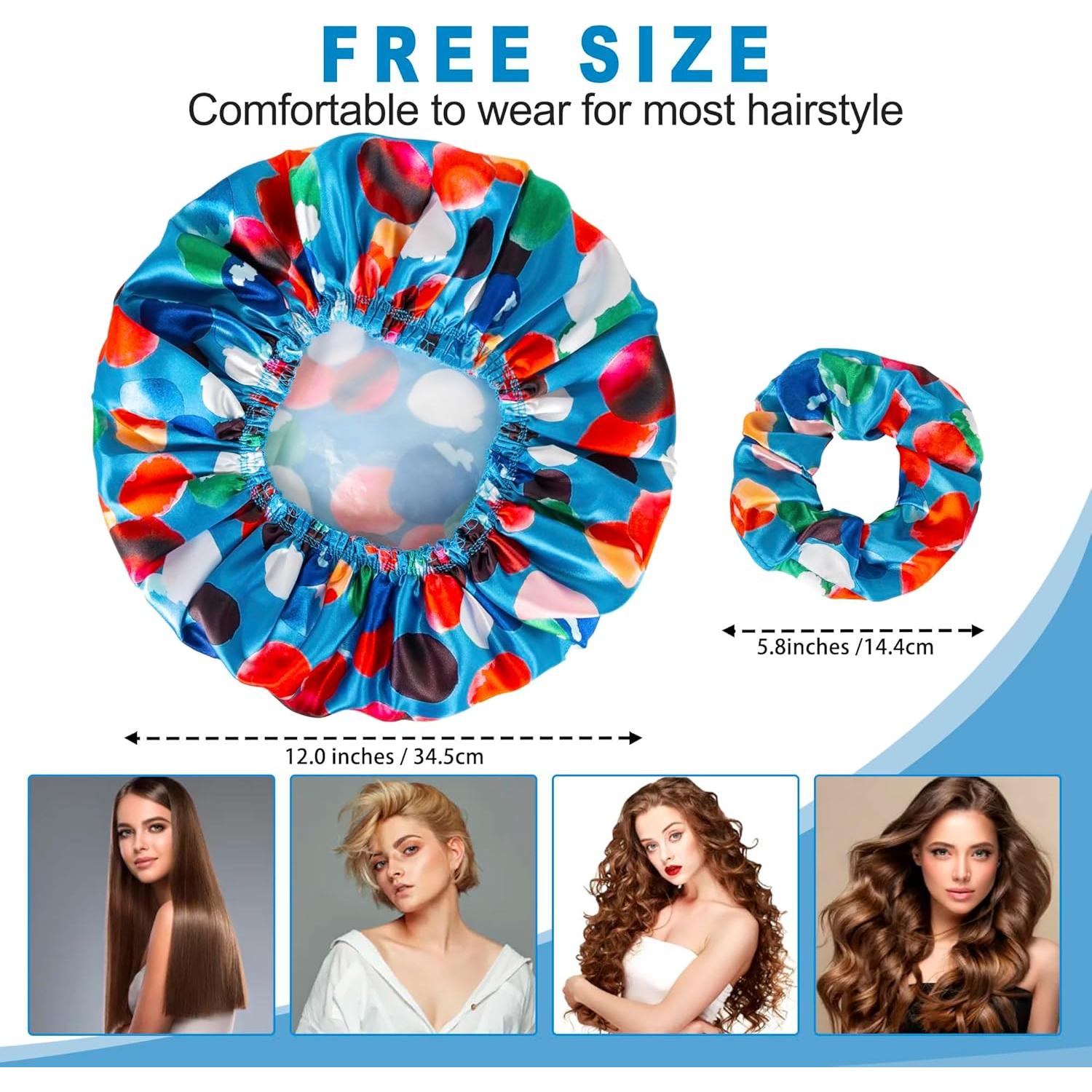 Set de 4 Gorras de Ducha Impermeables Happtiger + 2 Scrunchies