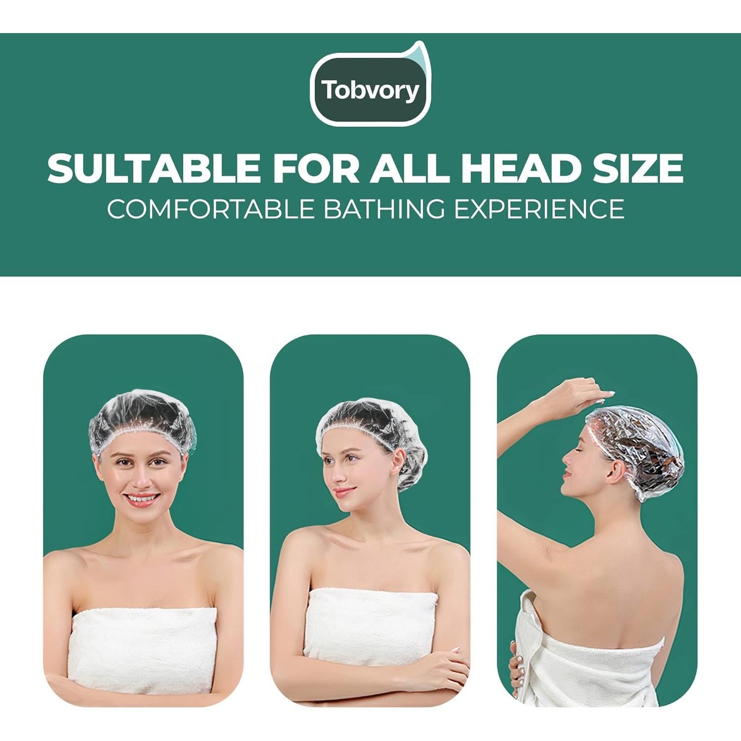 Gorros de Ducha Desechables Tobvory - 100 Unidades Impermeables