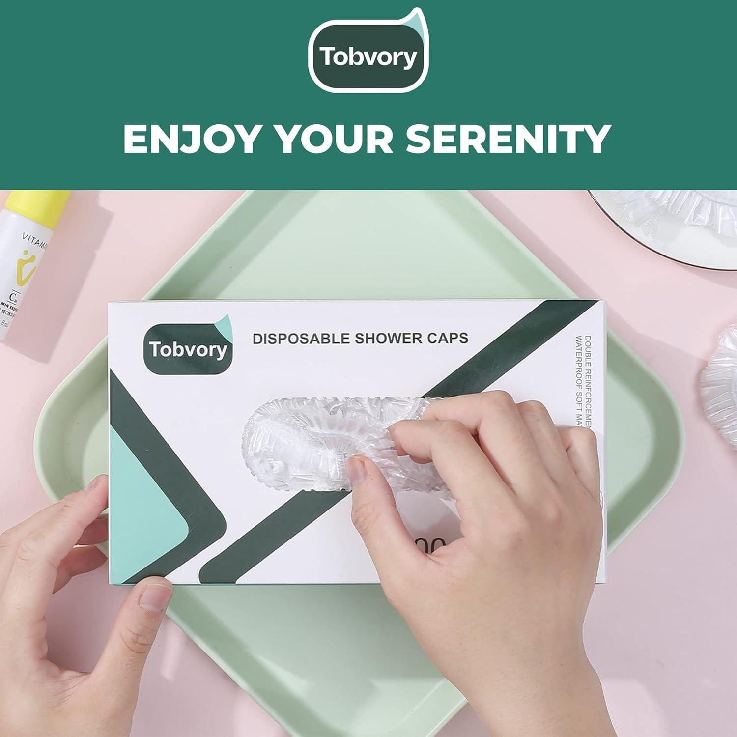 Gorros de Ducha Desechables Tobvory - 100 Unidades Impermeables