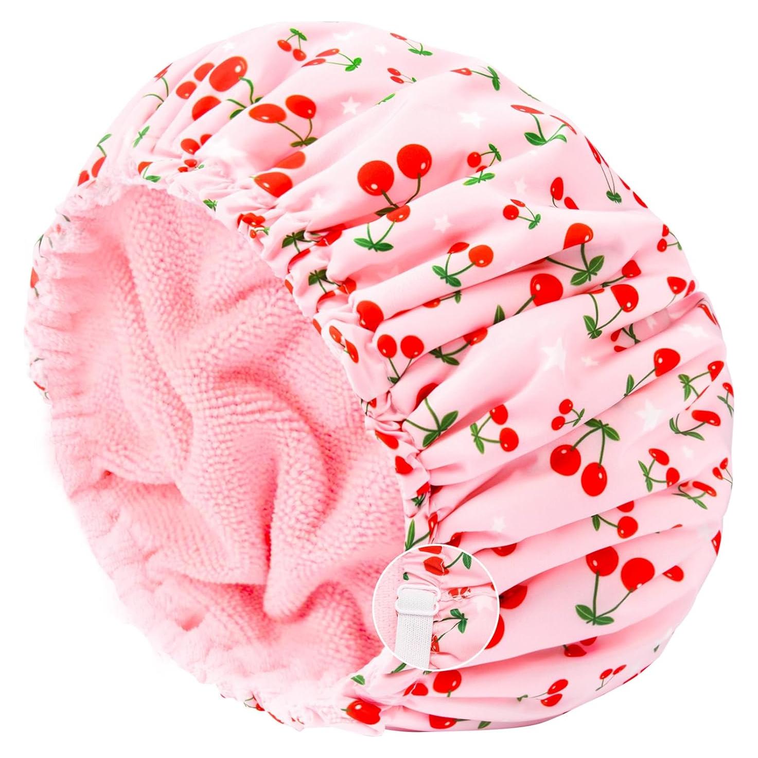 Gorro de Ducha Impermeable Aileam Rosa Cereza Reutilizable