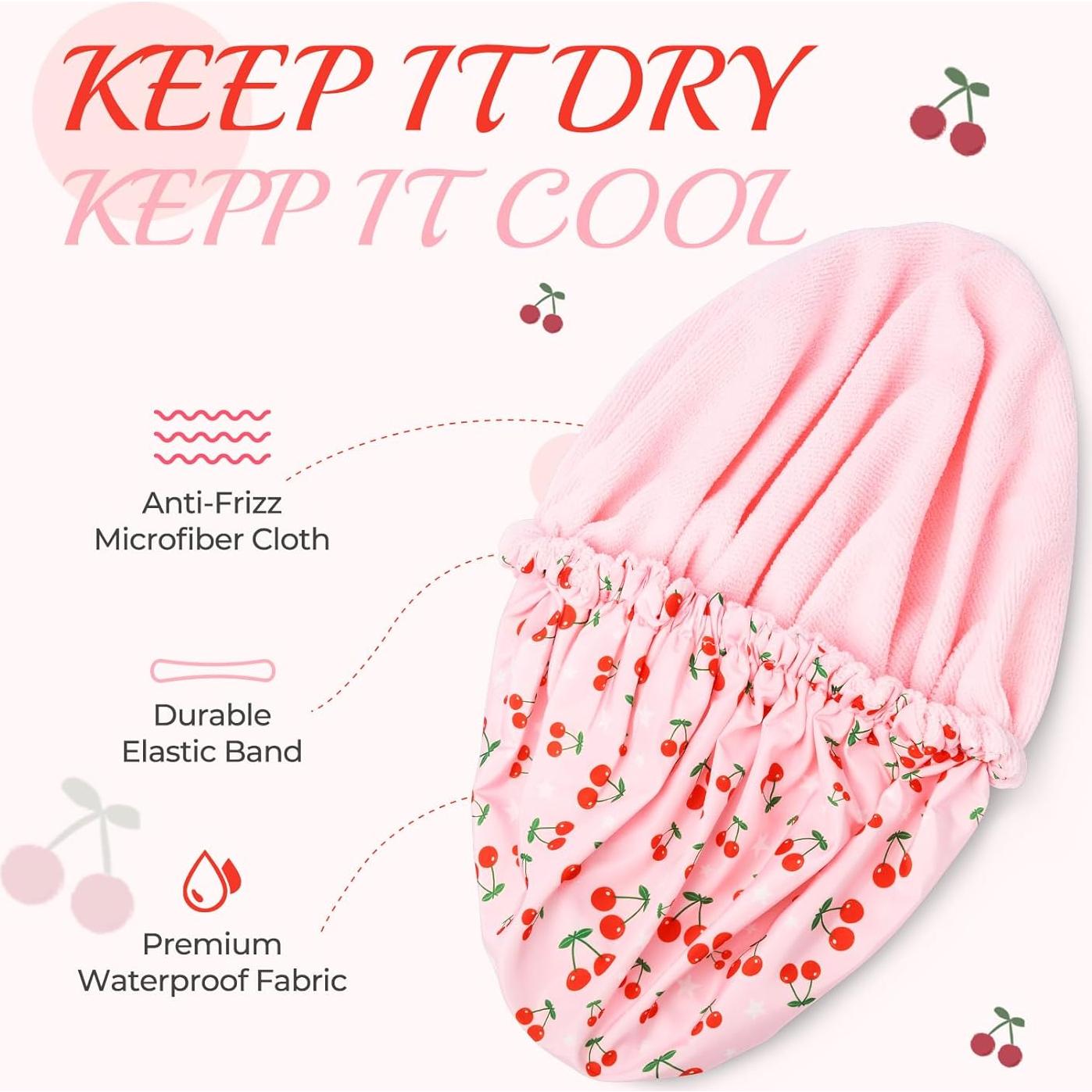 Gorro de Ducha Impermeable Aileam Rosa Cereza Reutilizable