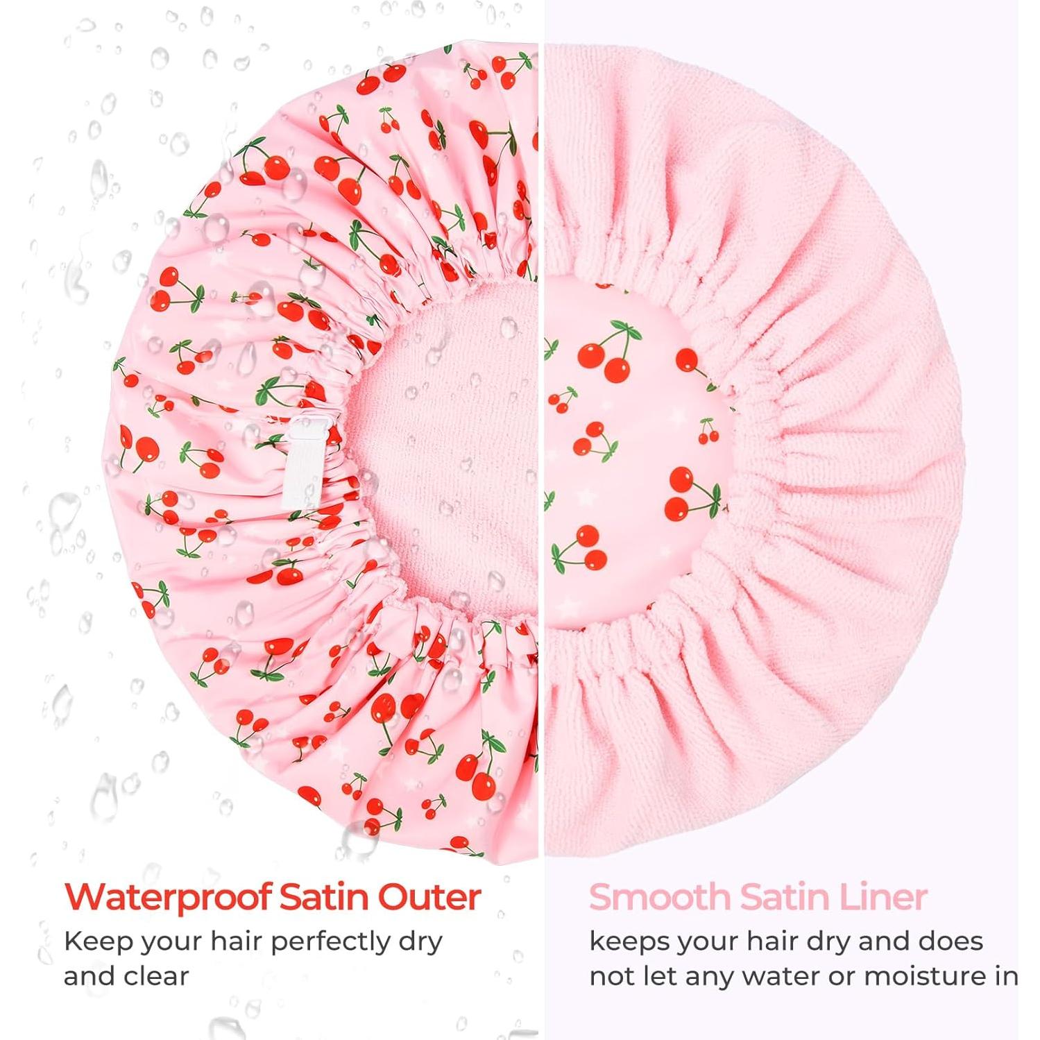 Gorro de Ducha Impermeable Aileam Rosa Cereza Reutilizable