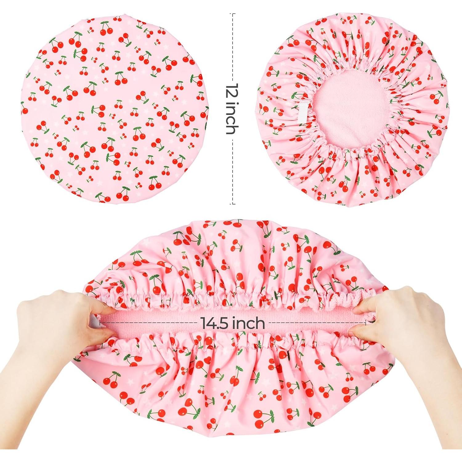 Gorro de Ducha Impermeable Aileam Rosa Cereza Reutilizable