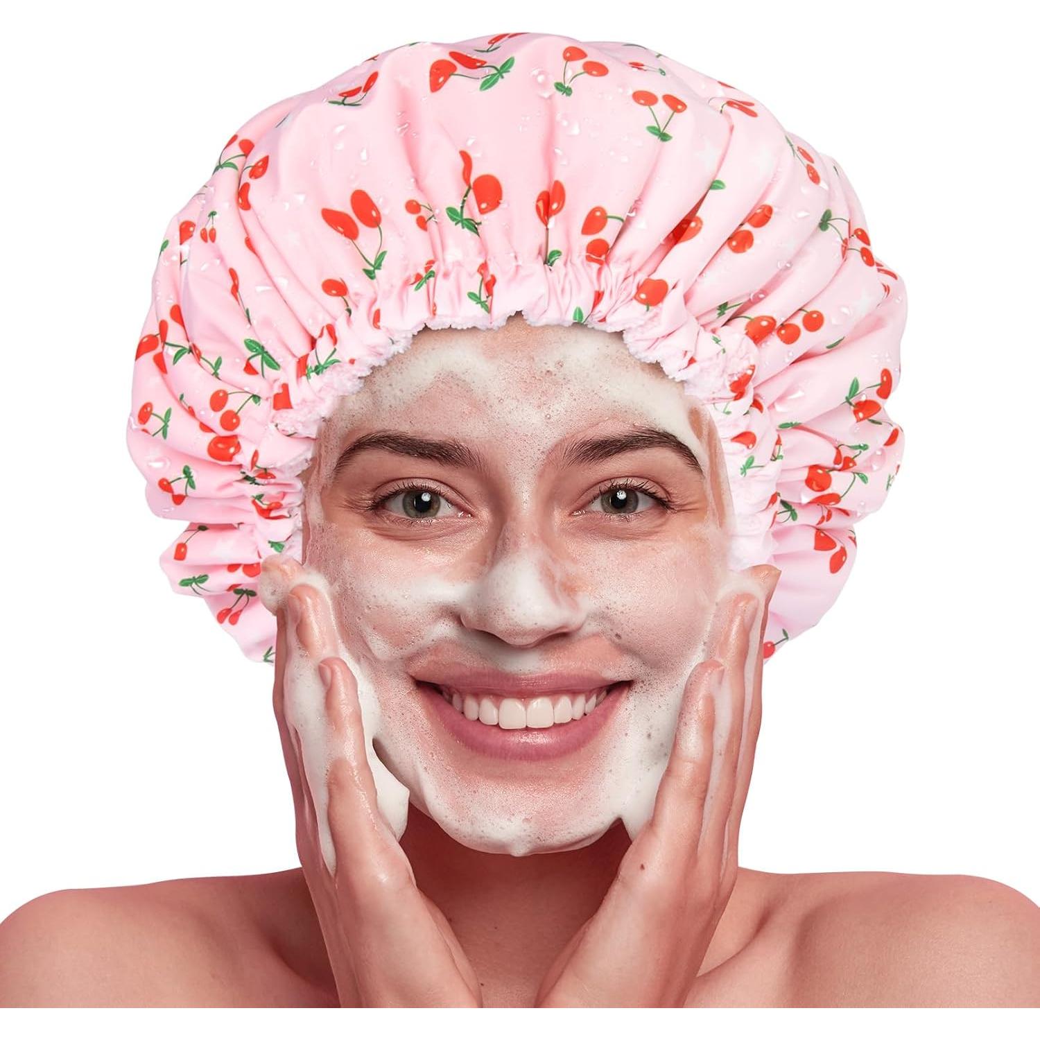 Gorro de Ducha Impermeable Aileam Rosa Cereza Reutilizable