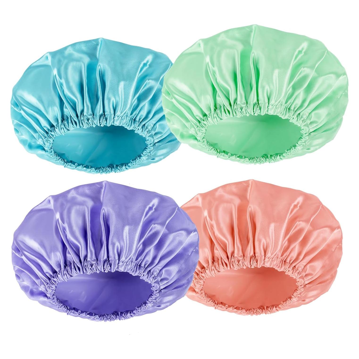 Gorros de Ducha Reutilizables AmazerBath - Paquete de 4, Tamaño Grande