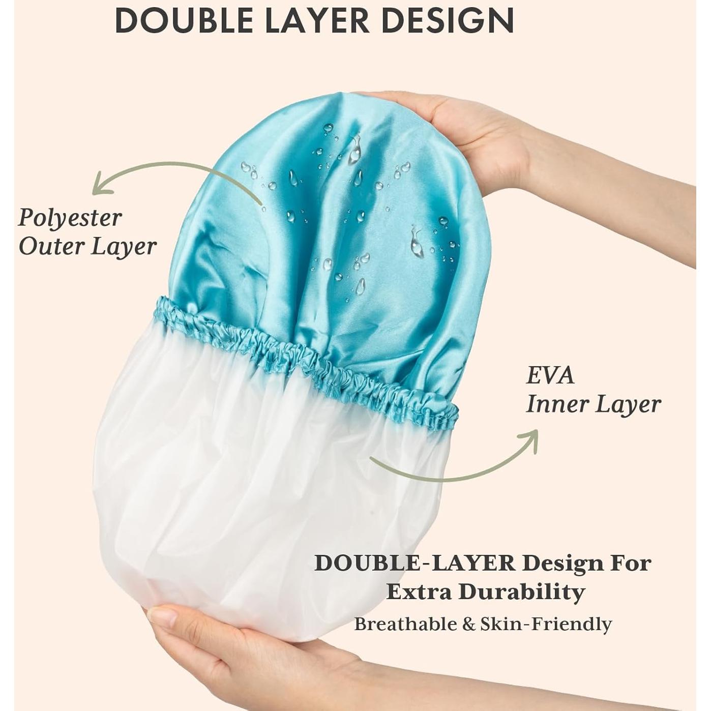 Gorros de Ducha Reutilizables AmazerBath - Paquete de 4, Tamaño Grande