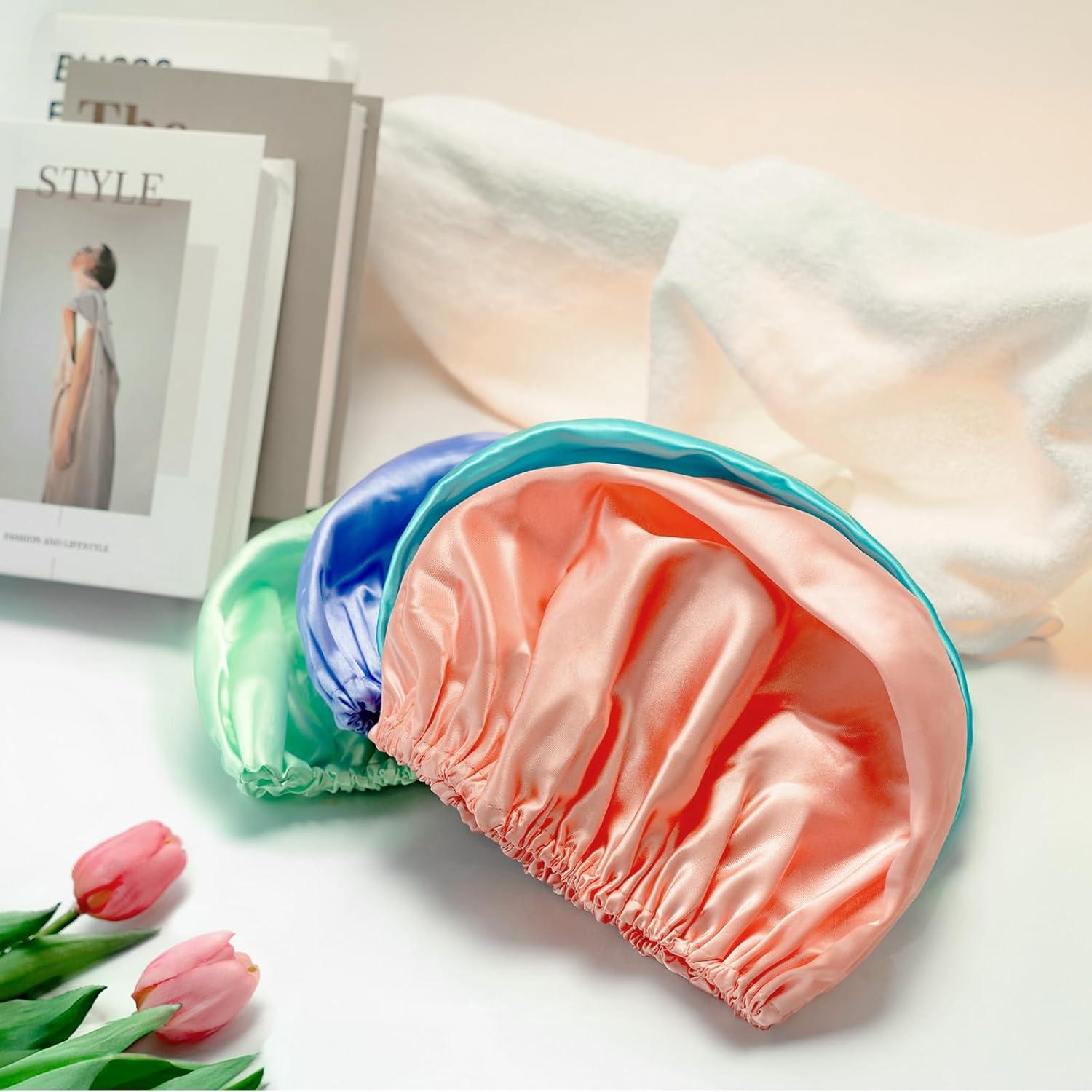 Gorros de Ducha Reutilizables AmazerBath - Paquete de 4, Tamaño Grande