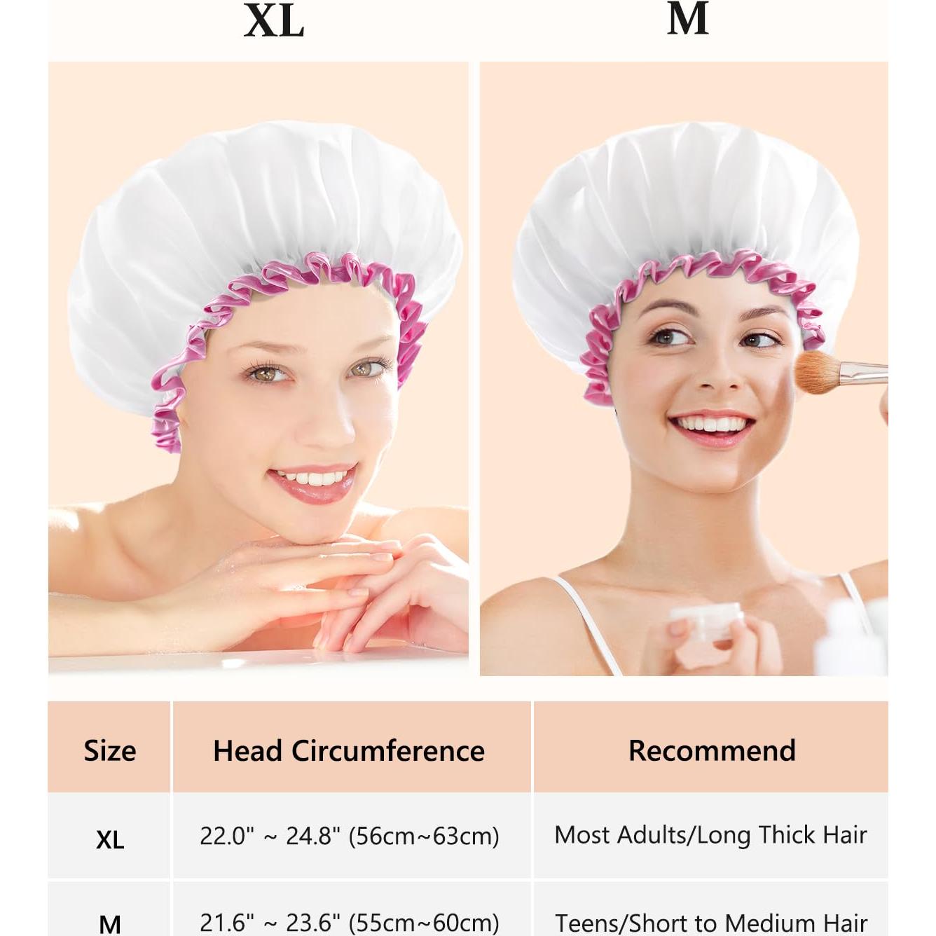 Gorro de Ducha Grande Mikimini Blanco XL - Paquete de 2 Reutilizables