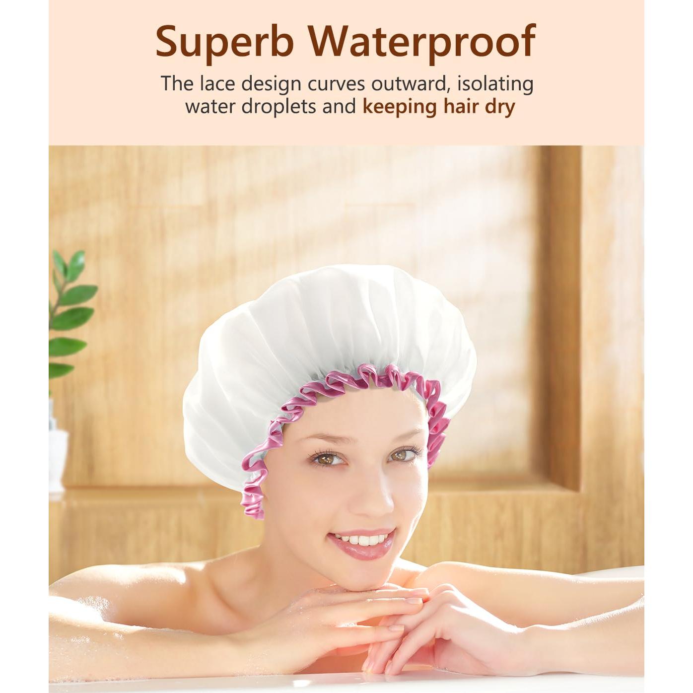 Gorro de Ducha Grande Mikimini Blanco XL - Paquete de 2 Reutilizables