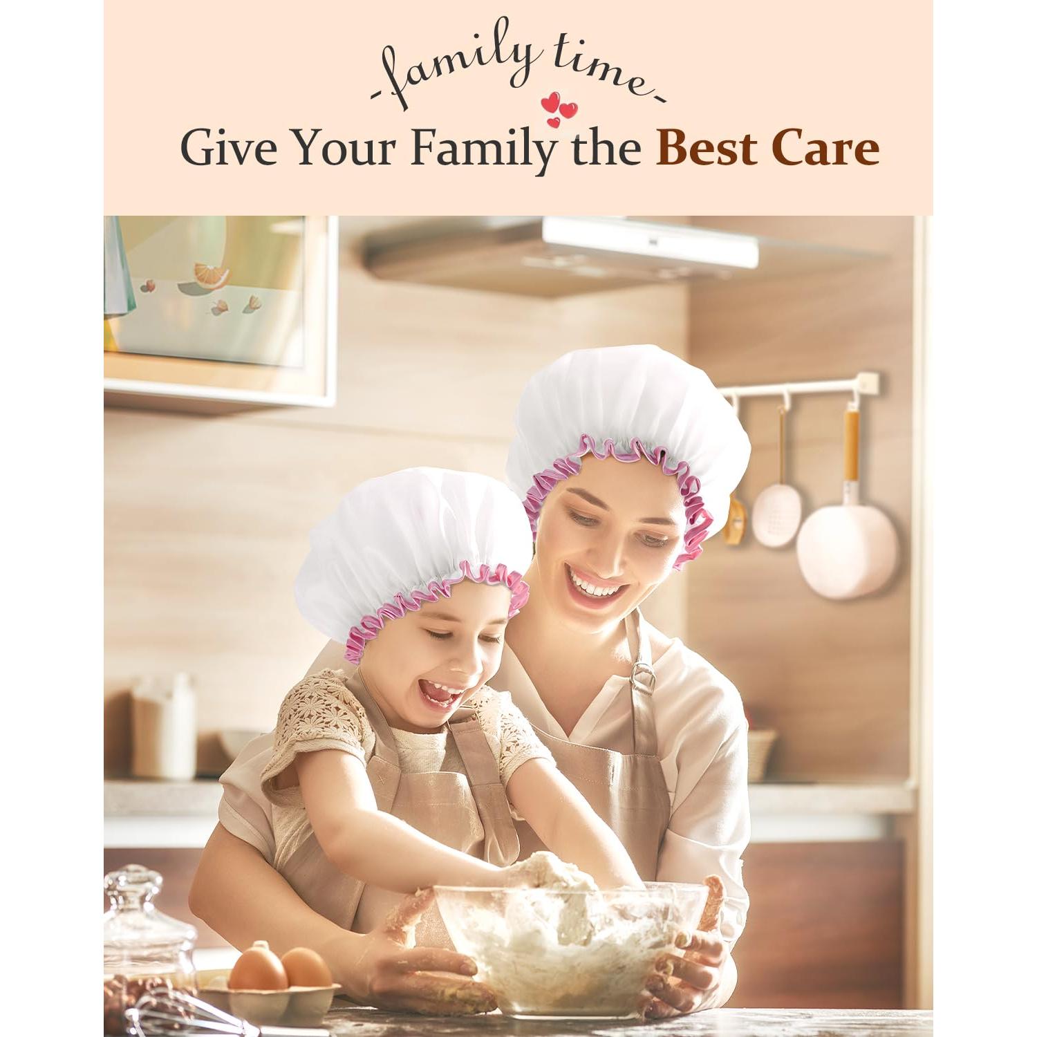 Gorro de Ducha Grande Mikimini Blanco XL - Paquete de 2 Reutilizables