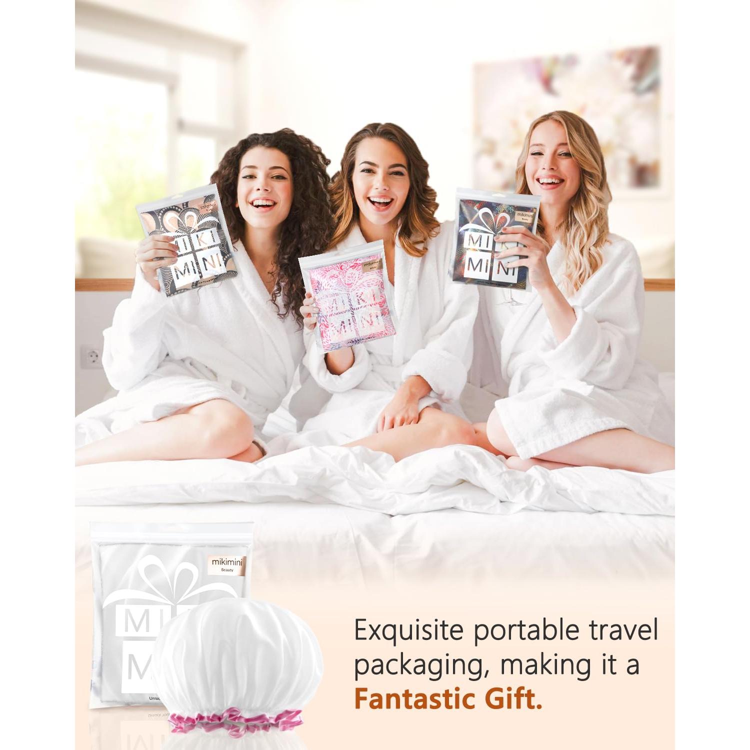 Gorro de Ducha Grande Mikimini Blanco XL - Paquete de 2 Reutilizables