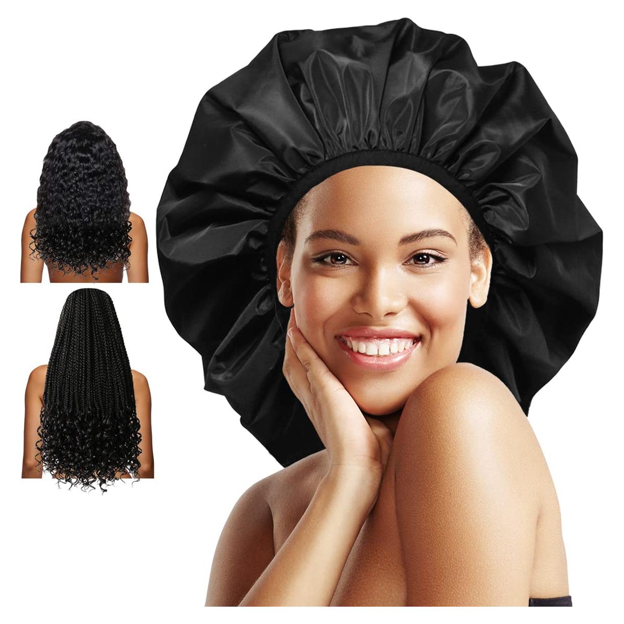 Gorro de Ducha Extra Grande Auban Negro Impermeable XL