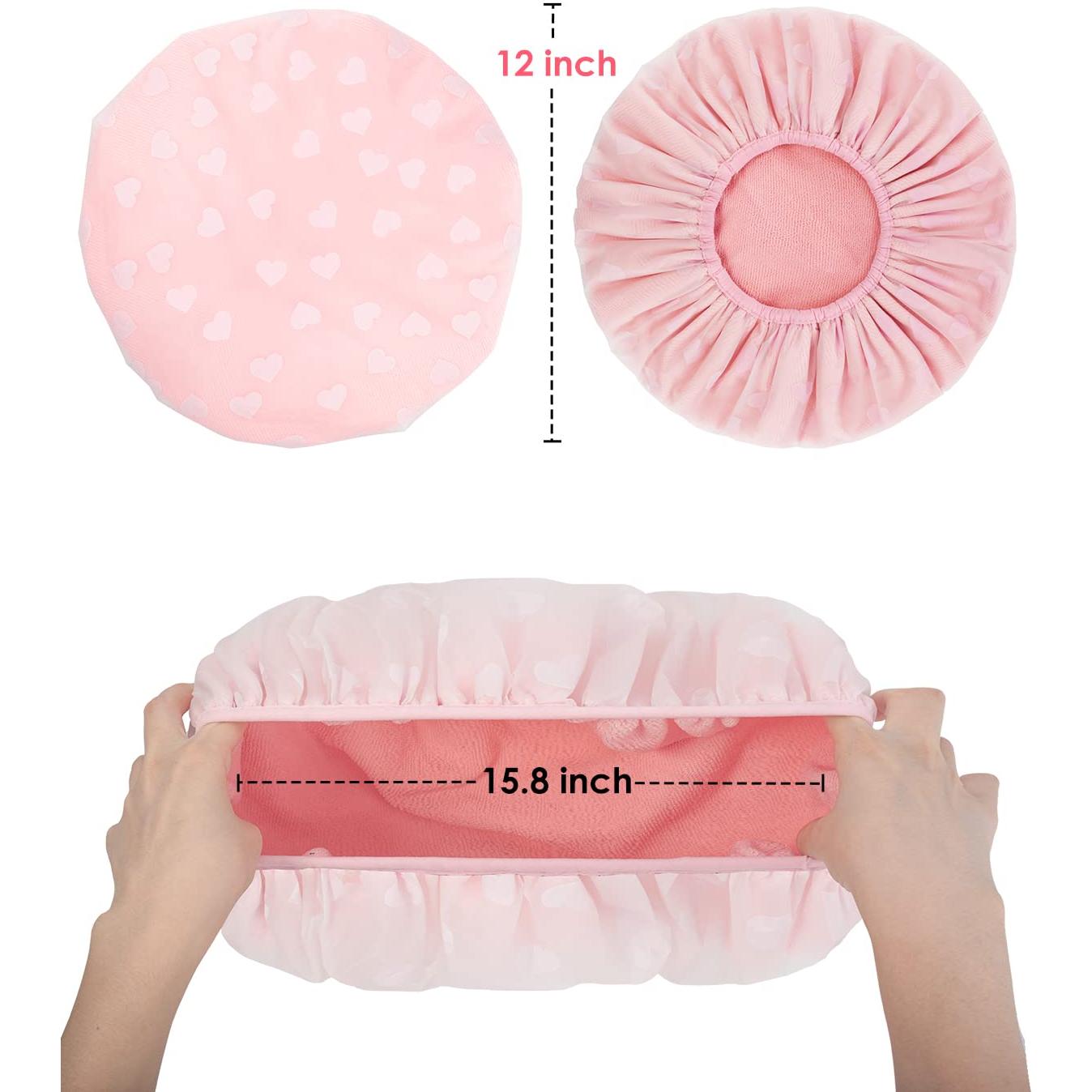 Gorro de Ducha Auban Rosa Impermeable Doble Capa Toalla