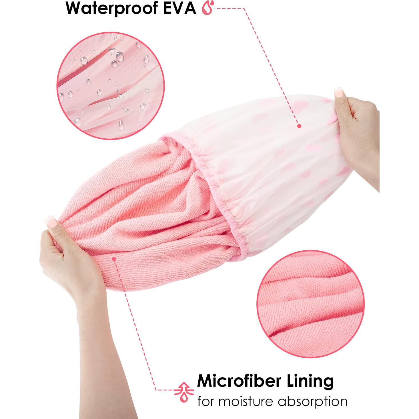 Gorro de Ducha Auban Rosa Impermeable Doble Capa Toalla