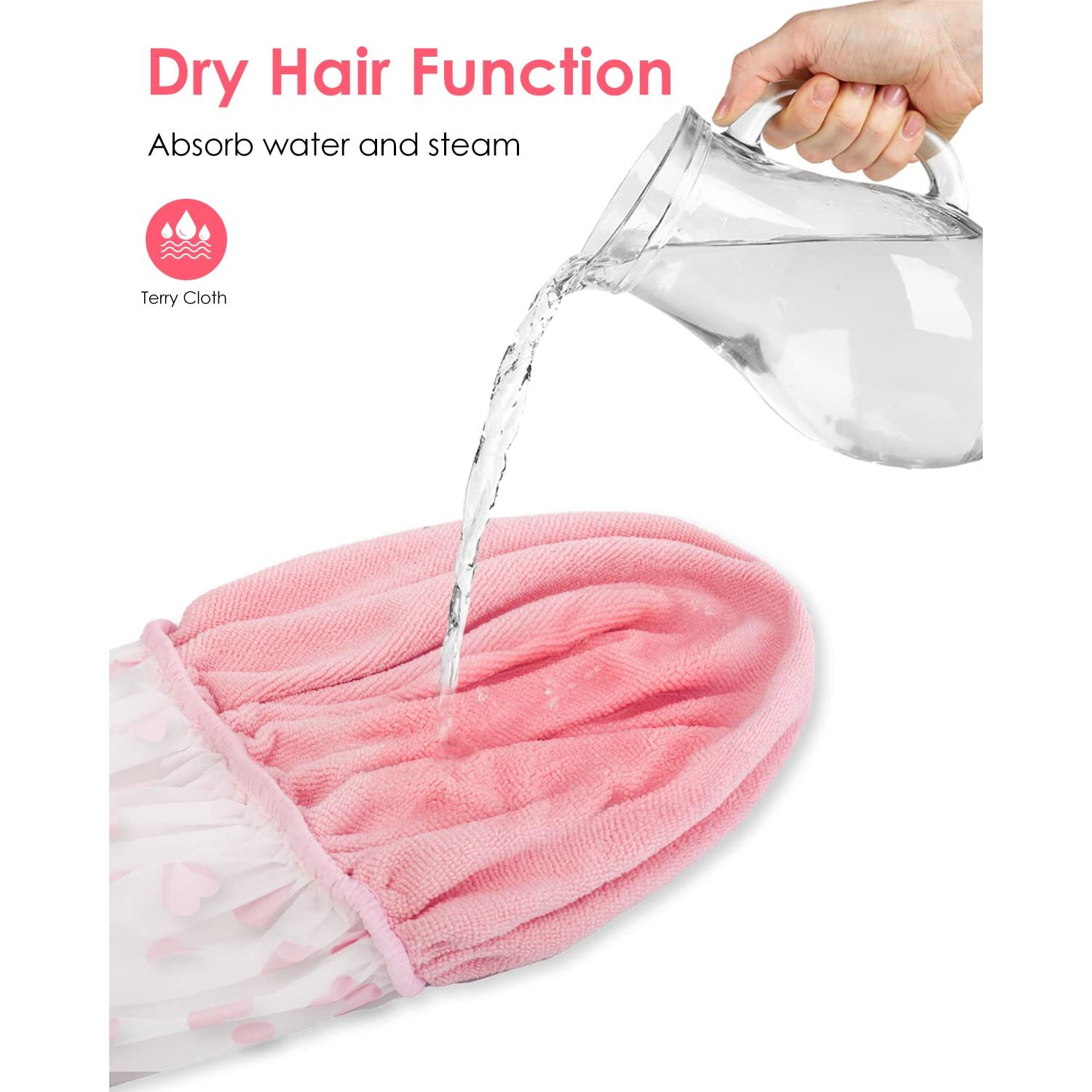 Gorro de Ducha Auban Rosa Impermeable Doble Capa Toalla