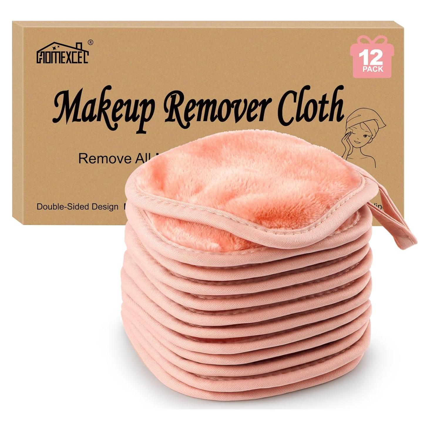 Paños Desmaquillantes Reutilizables HOMEXCEL 12 Piezas Rosa 12.7x12.7cm