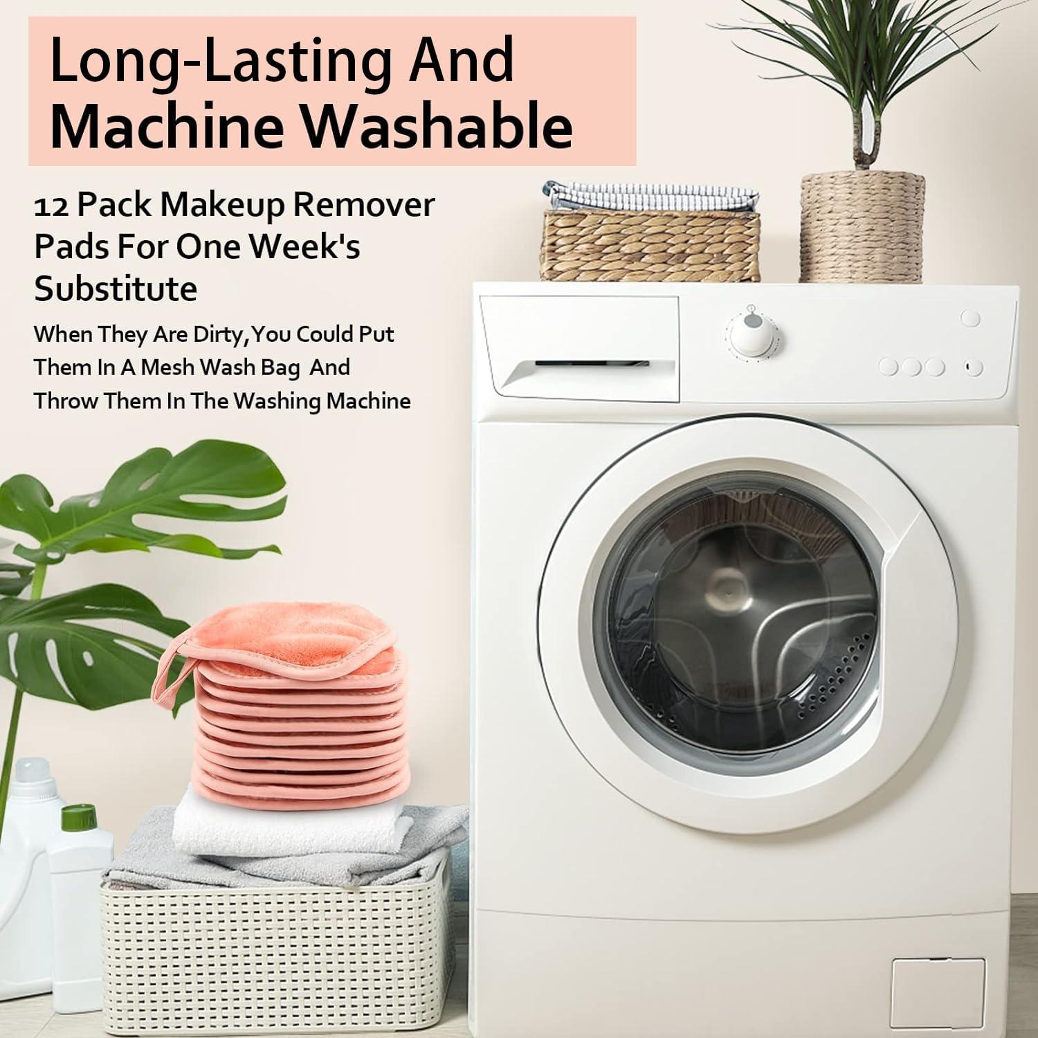 Paños Desmaquillantes Reutilizables HOMEXCEL 12 Piezas Rosa 12.7x12.7cm