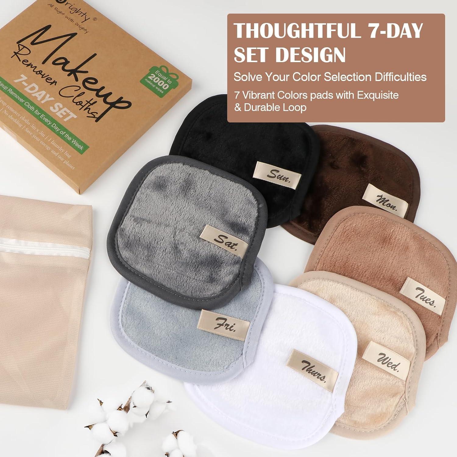 Set de Paños Desmaquillantes Orighty 7 Días Reutilizables