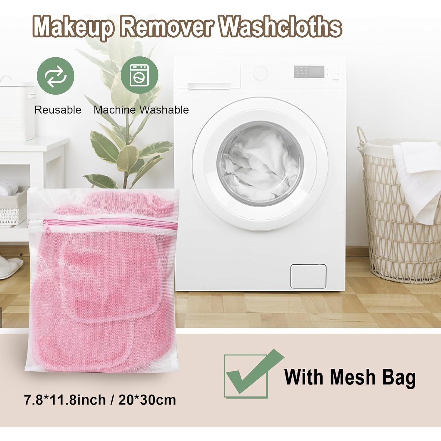 Paño Desmaquillante KODAMO Microfibra Rosa Reutilizable 12 Unidades