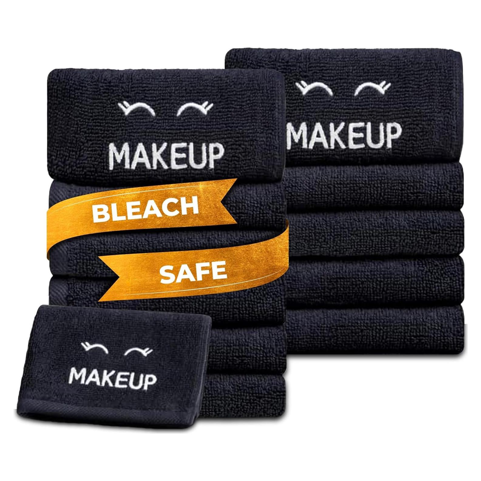 Toallas Negras de Algodón Ultra Suave Blanco Clásico - 12 Unidades 33x33cm