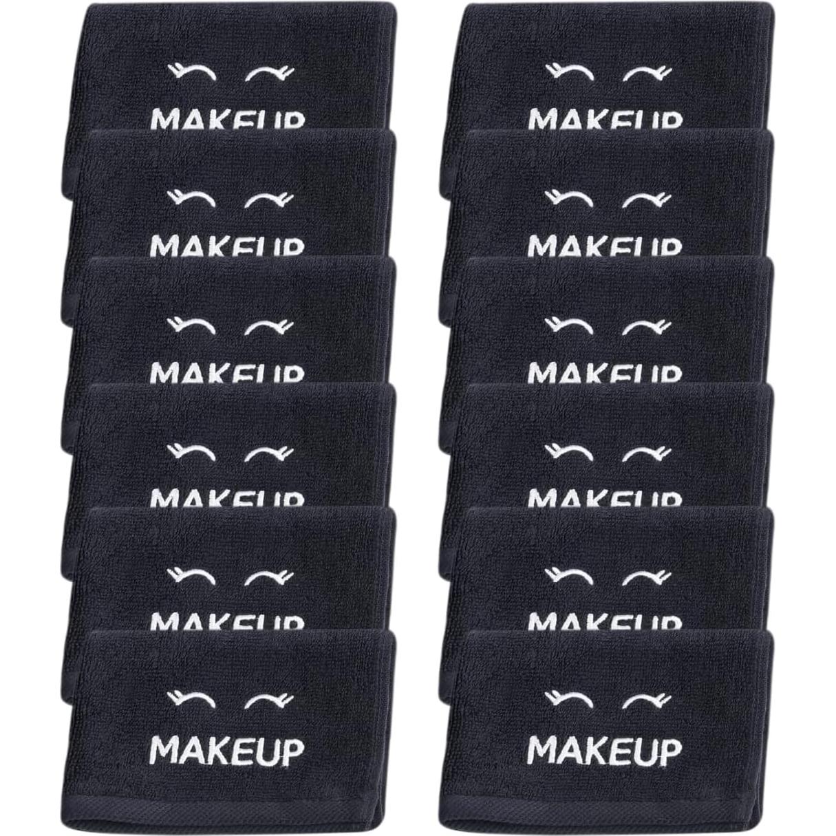 Toallas Negras de Algodón Ultra Suave Blanco Clásico - 12 Unidades 33x33cm