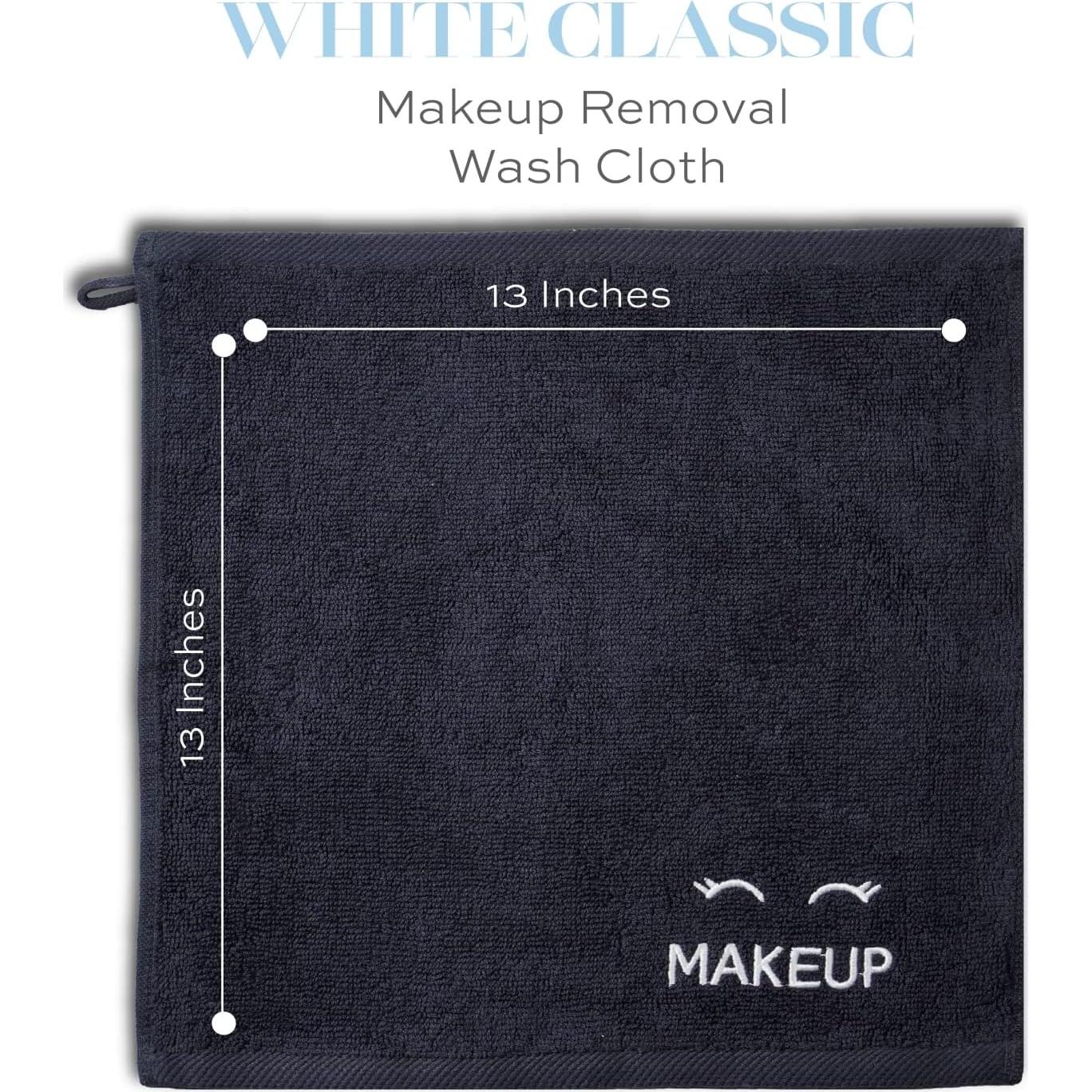 Toallas Negras de Algodón Ultra Suave Blanco Clásico - 12 Unidades 33x33cm