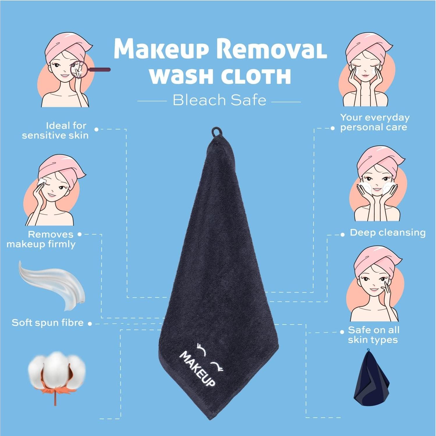 Toallas Negras de Algodón Ultra Suave Blanco Clásico - 12 Unidades 33x33cm