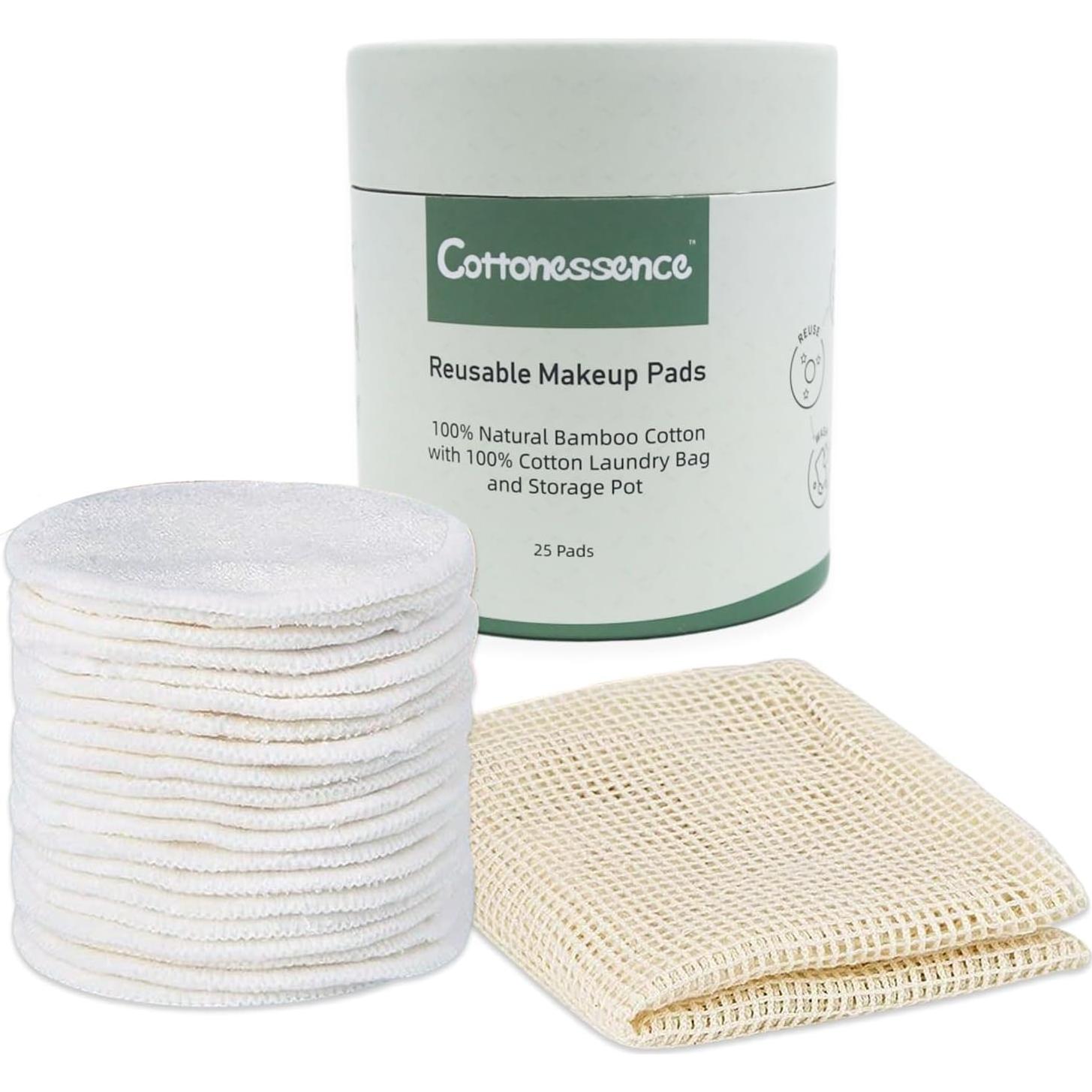 Discos Desmaquillantes Reutilizables Cottonessence - 25 Unidades de Algodón de Bambú