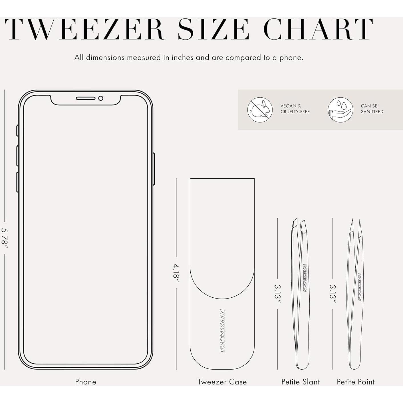 Juego de Pinzas Petite Tweezerman con Estuche Negro - 5.08x2.54cm