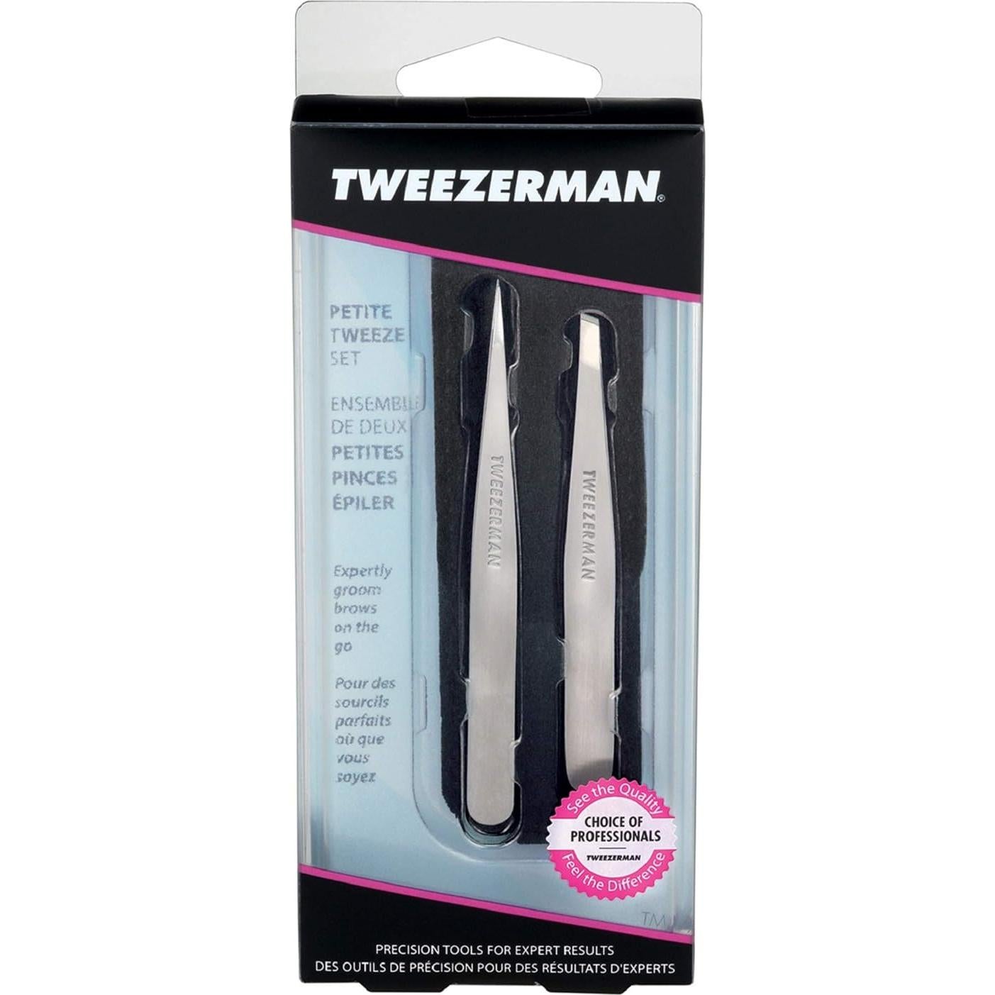 Juego de Pinzas Petite Tweezerman con Estuche Negro - 5.08x2.54cm