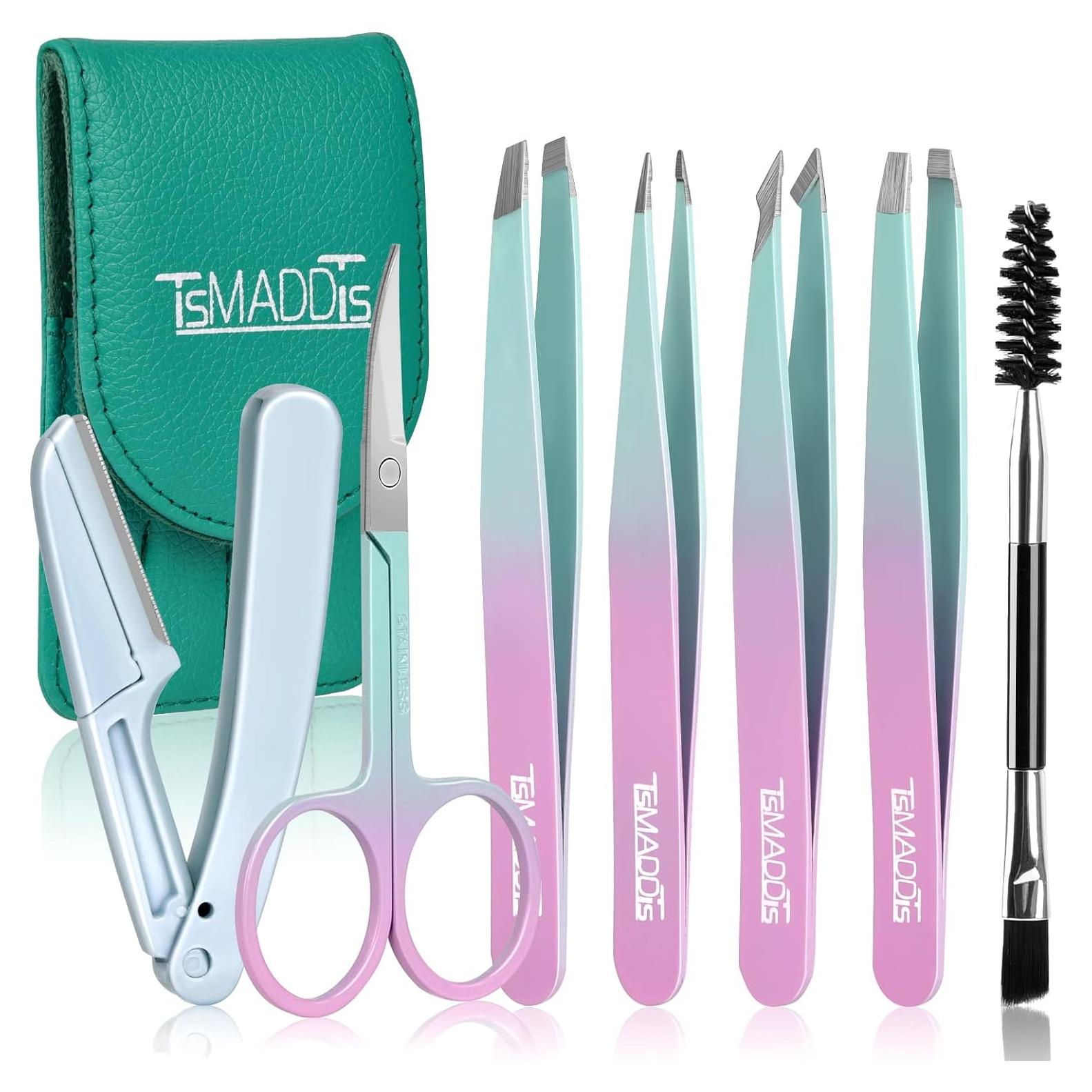 Juego de Pinzas TsMADDTs 7 Piezas para Cejas y Vello Facial