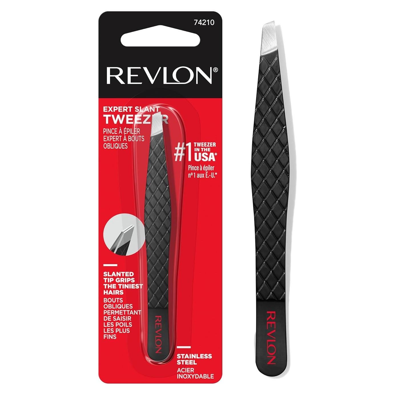 Pinzas Revlon Expert Slant de Acero Inoxidable - 1 Cuenta