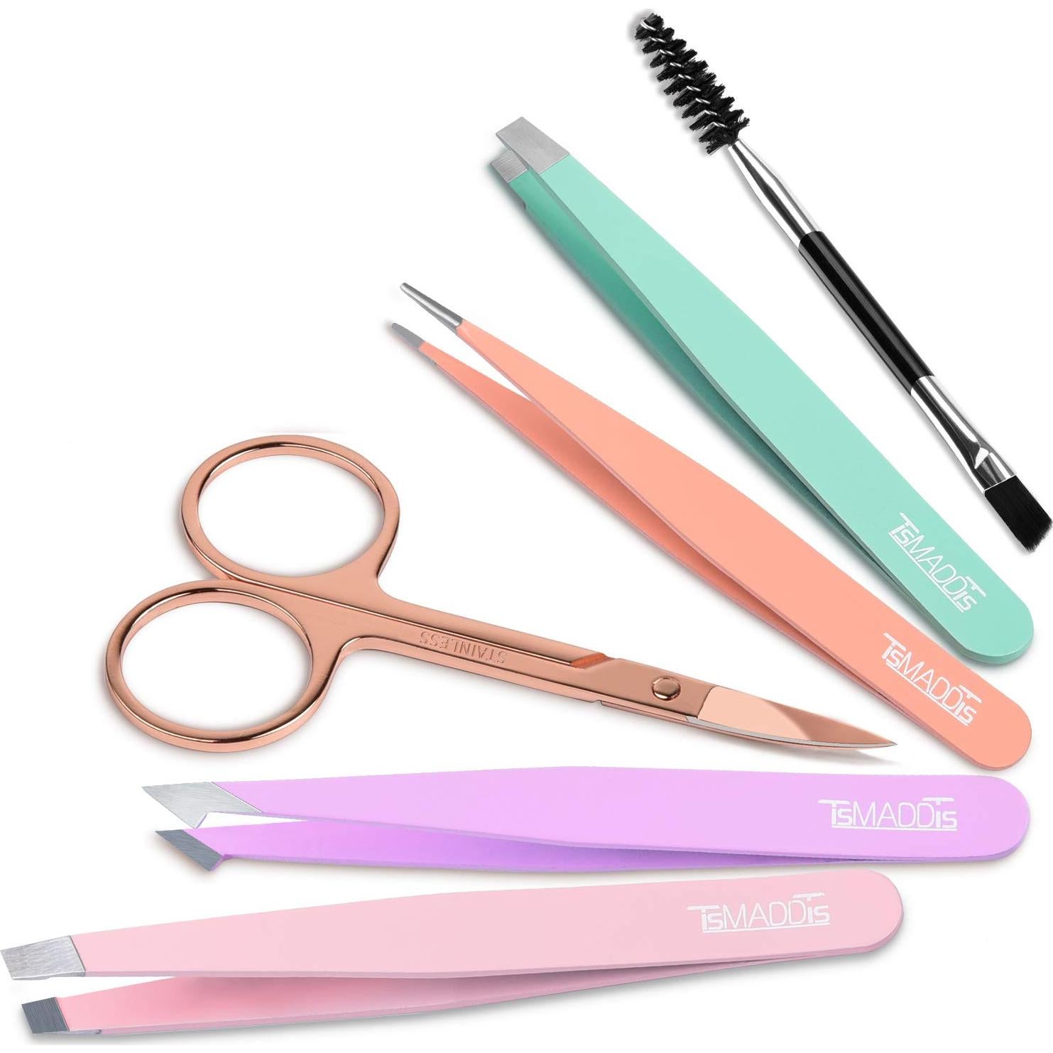Juego de Pinzas TsMADDTs 6 Piezas Acero Inoxidable con Estuche