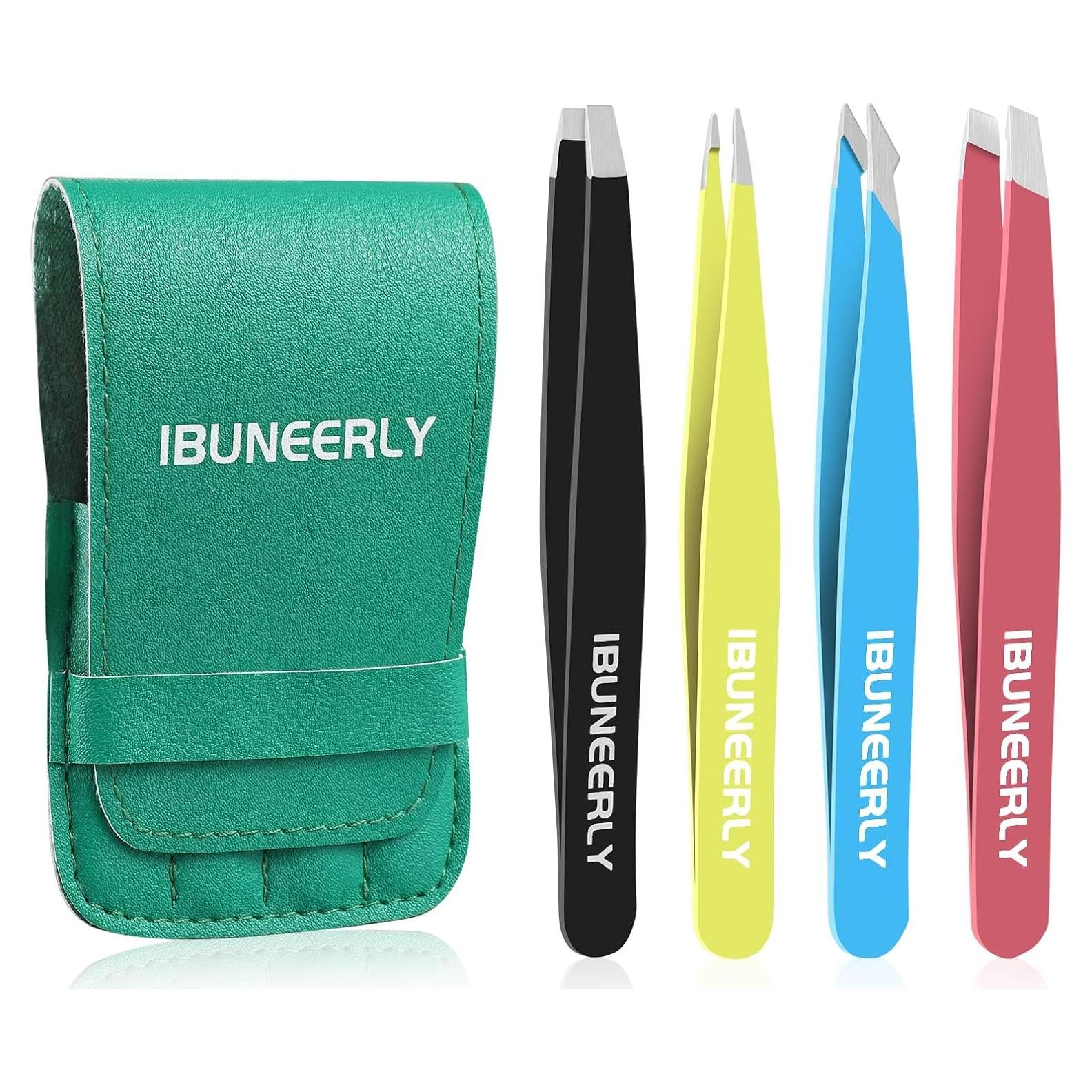 Juego de Pinzas para Cejas iBuneerly 4 Piezas Acero Inoxidable