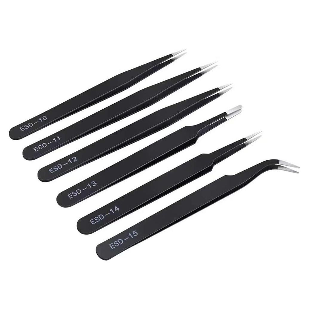 Juego de Pinzas de Precisión Kaverme 6 Piezas Acero Inoxidable