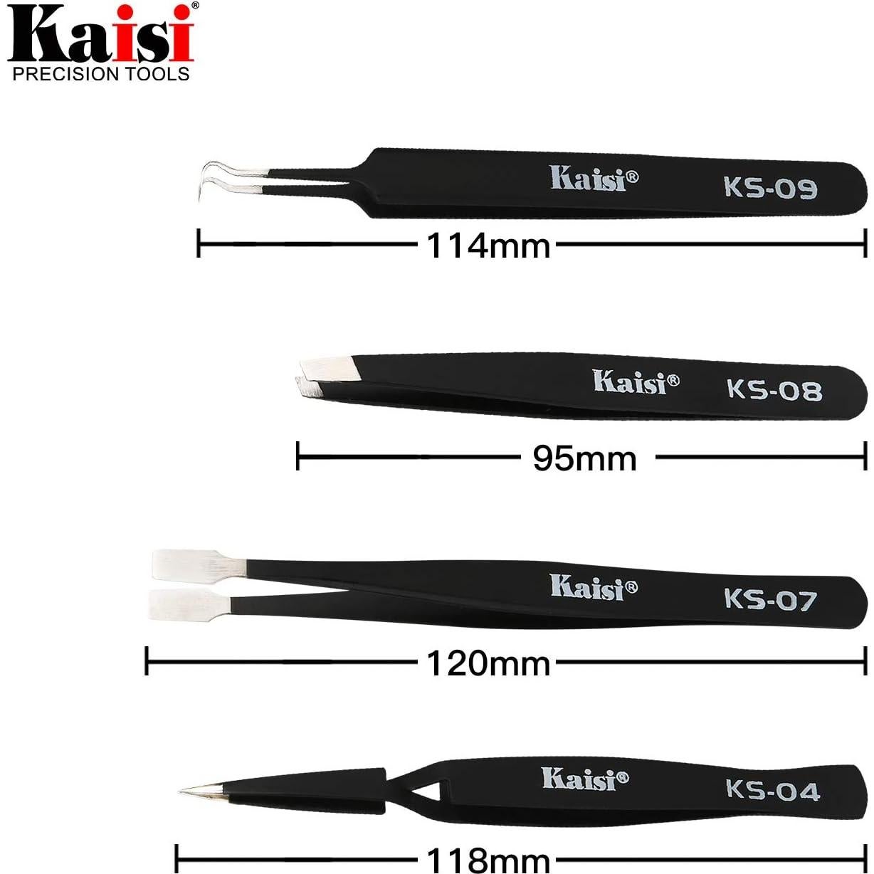 Juego de Pinzas de Precisión Kaisi 14 PCS Antiestáticas