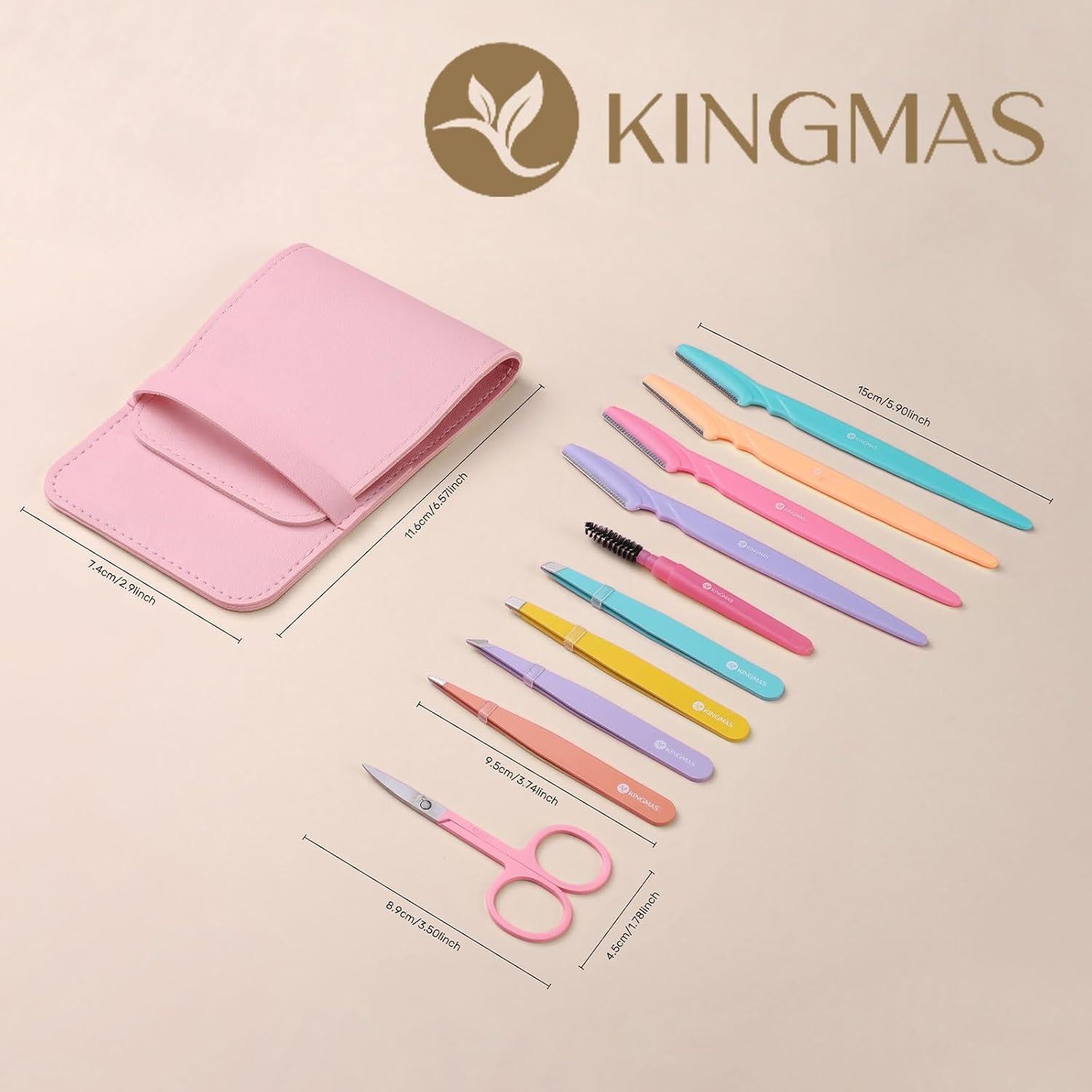 Set de 10 Pinzas de Precisión KINGMAS para Cejas y Vello Facial