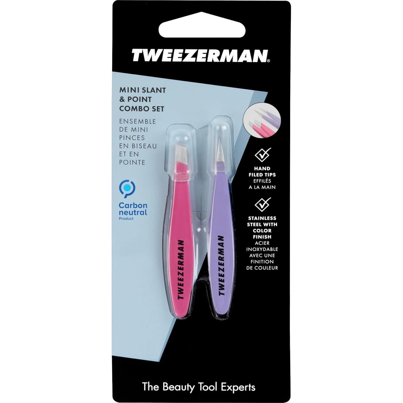 Pinzas Tweezerman Mini Punta Inclinada y Recta - Juego de 2